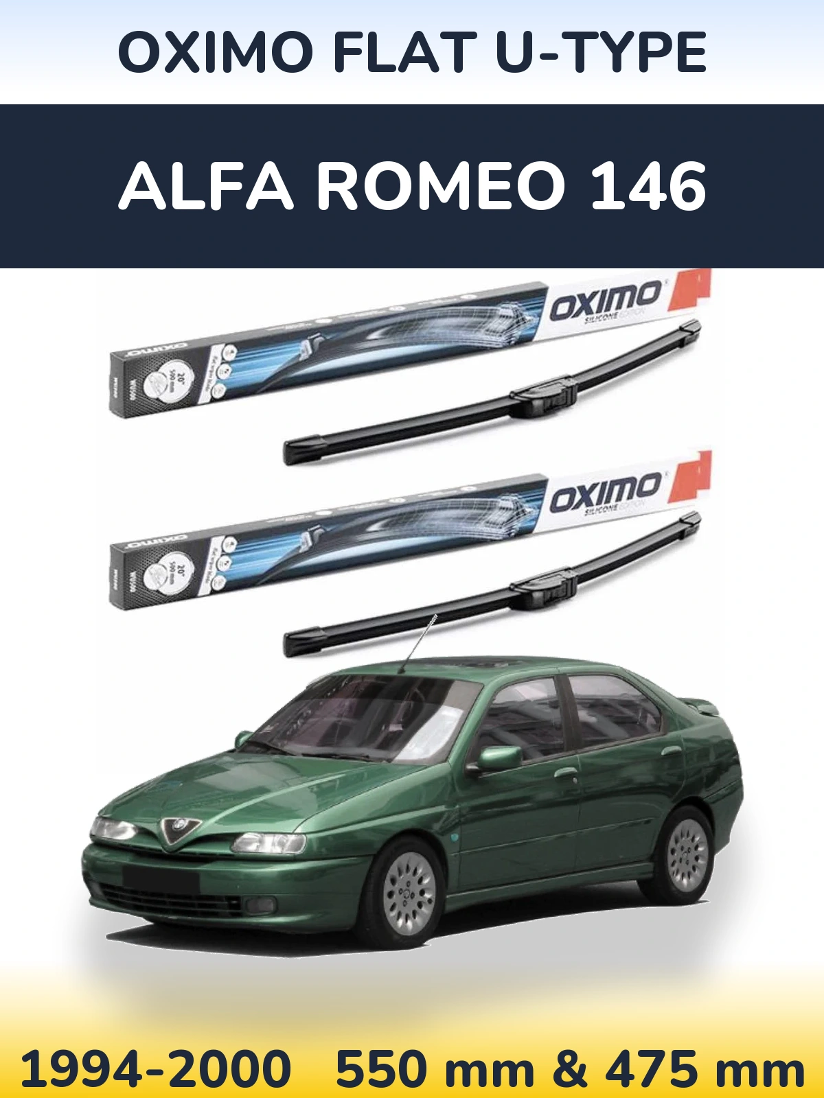 Komplet przednich wycieraczek Oximo Flat U-type 550 & 475 mm do Alfa Romeo 146 1994-2000