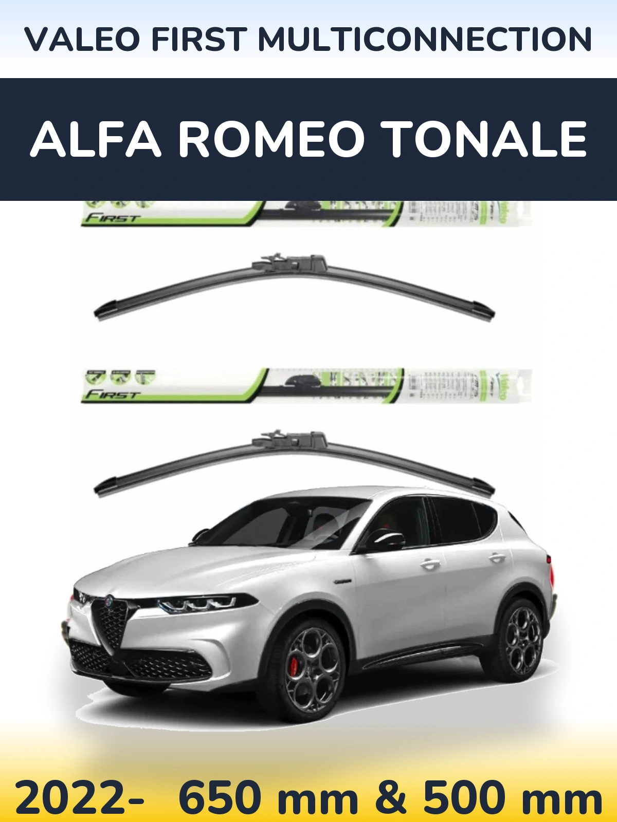 Комплект передних дворников Valeo First MultiConnection 650 & 500 мм для Alfa Romeo Tonale 2022-2026