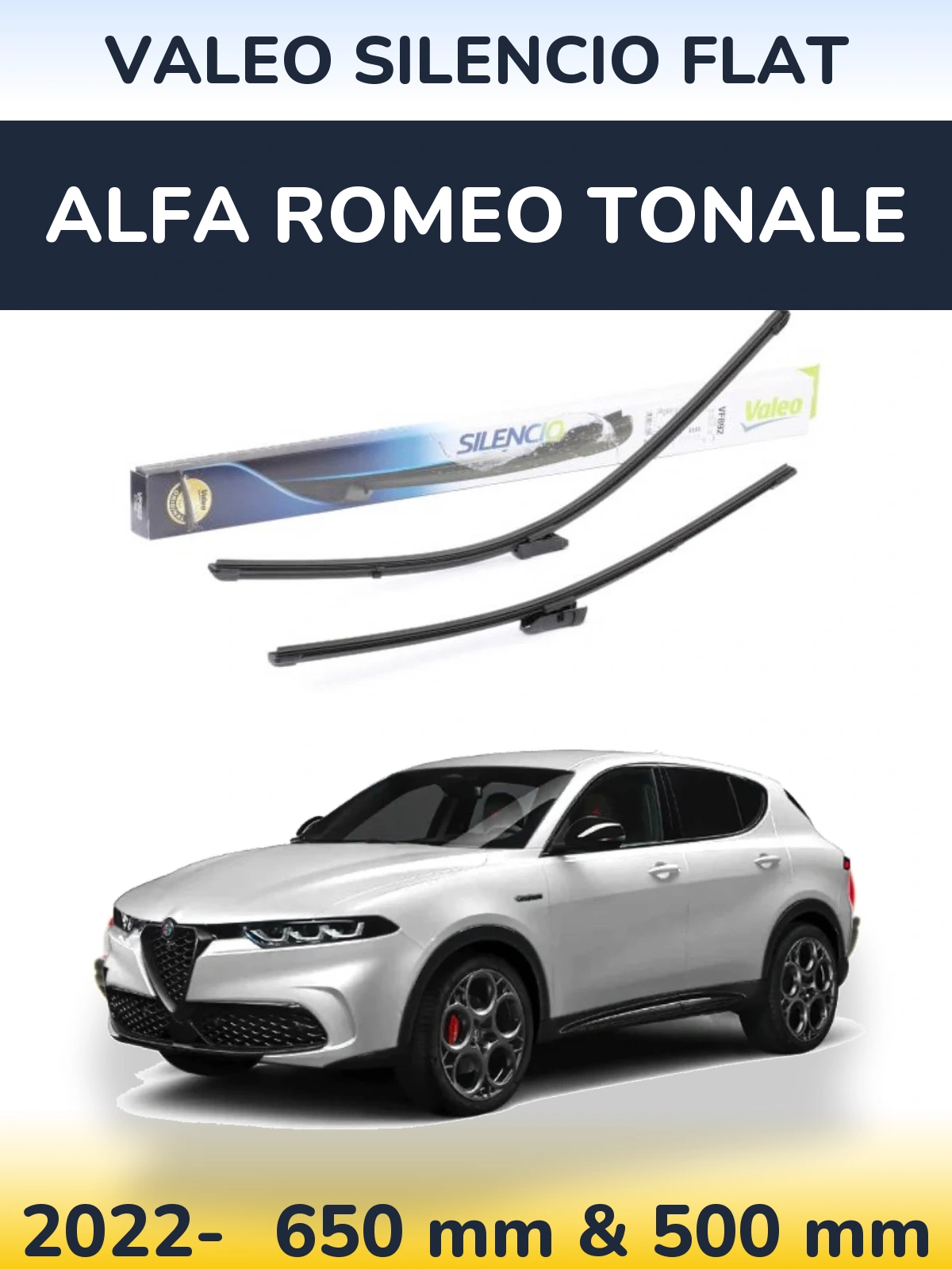 Комплект передних дворников Valeo Silencio Flat 630 & 500 мм для Alfa Romeo Tonale 2022-2026