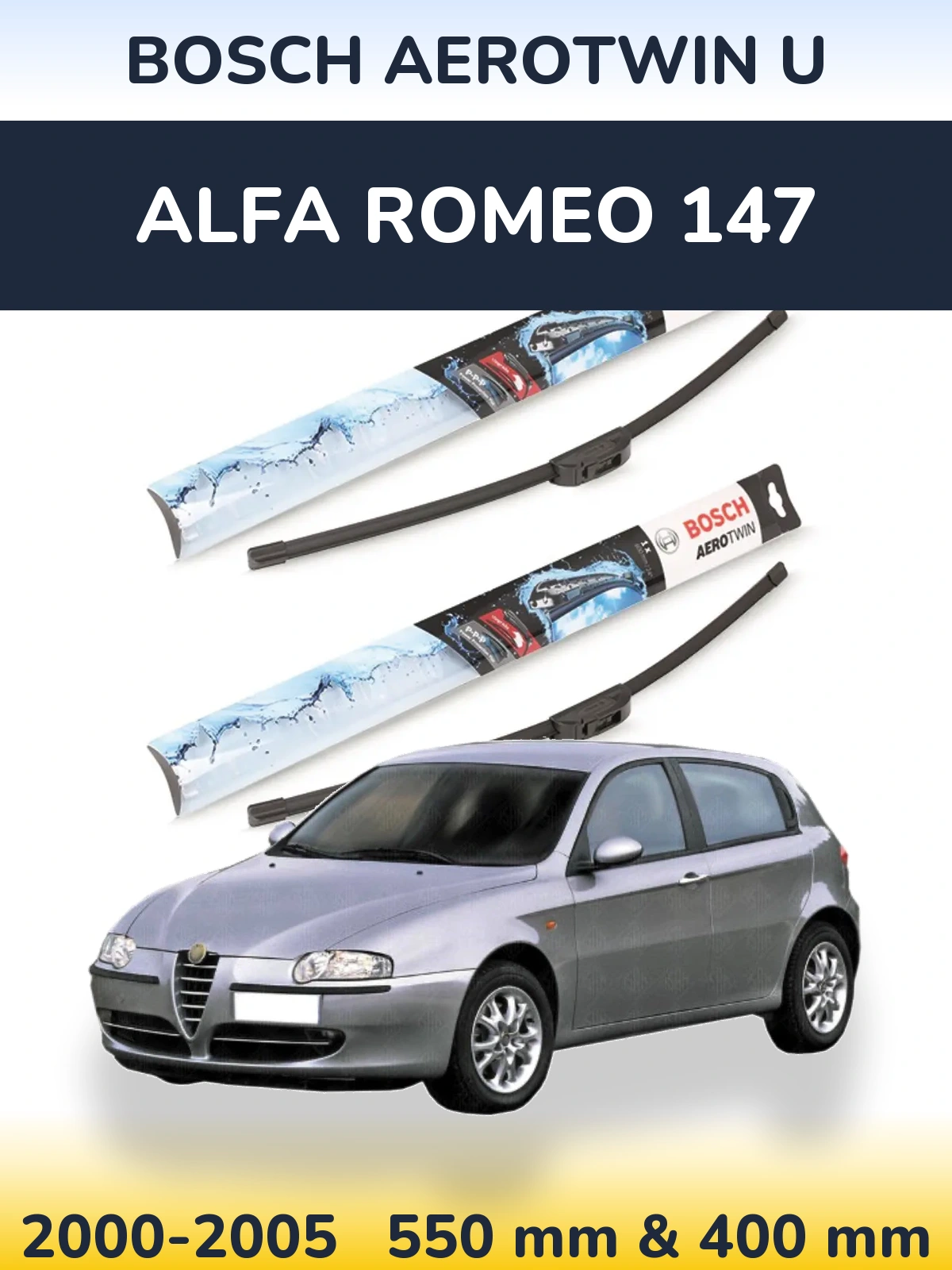 Комплект передних дворников BOSCH AeroTwin U 550 & 400 мм для Alfa Romeo 147 2000-2005