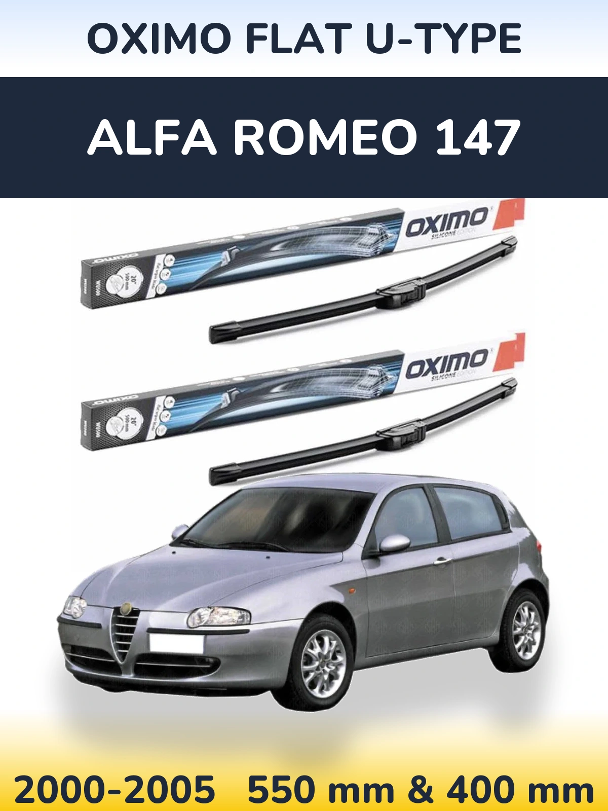 Комплект передних дворников Oximo Flat U-type 550 & 400 мм для Alfa Romeo 147 2000-2005