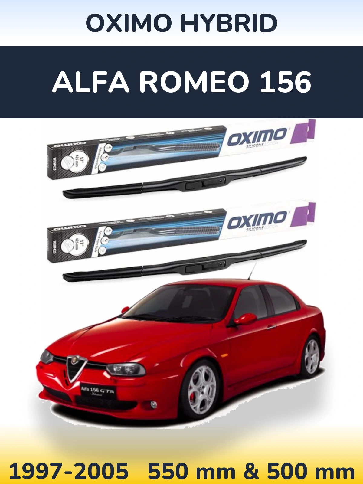Комплект передних дворников Oximo Hybrid 550 & 500 мм для Alfa Romeo 156 1997-2005