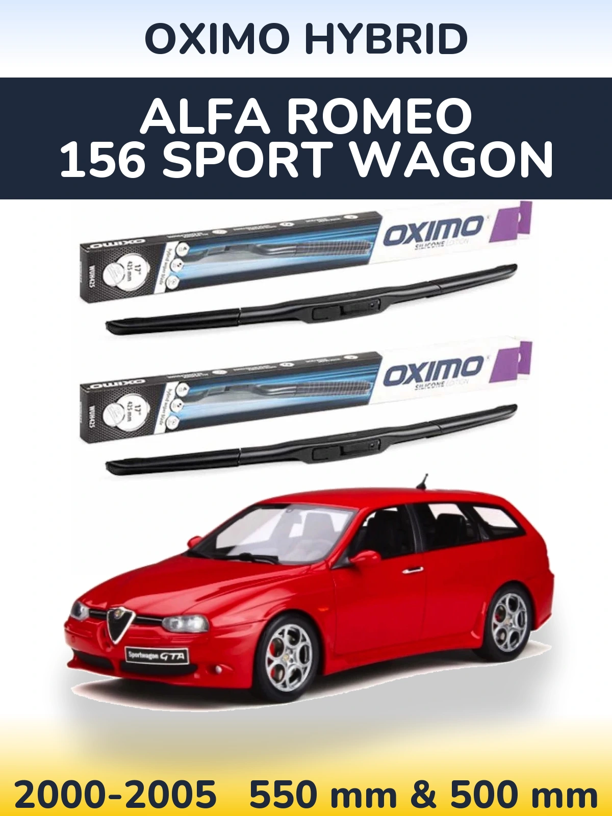 Komplet przednich wycieraczek Oximo Hybrid 550 & 500 mm do Alfa Romeo 156 Sport Wagon 2000-2005