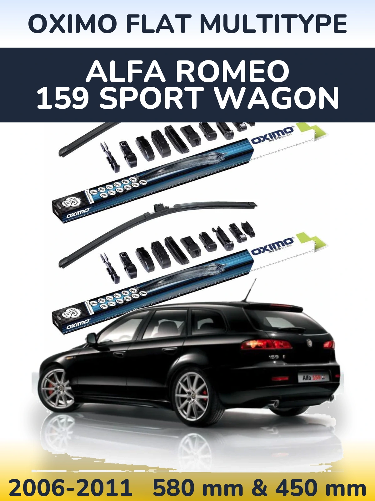 Комплект передних дворников Oximo Flat MultiТипe 580 & 450 мм для Alfa Romeo 159 Sport Wagon 2006-2011