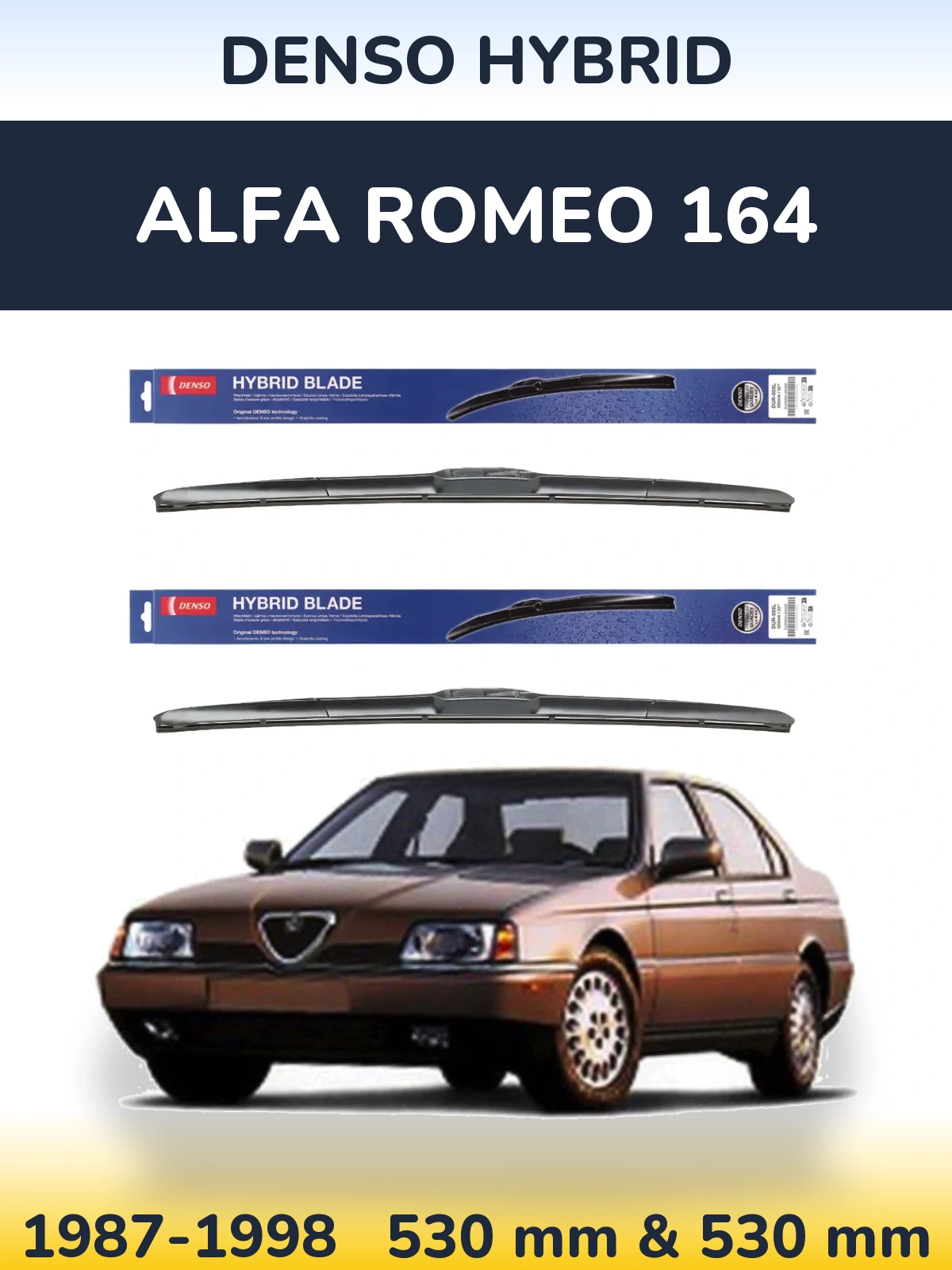 Komplet przednich wycieraczek Denso Hybrid 530 & 530 mm do Alfa Romeo 164 1987-1998