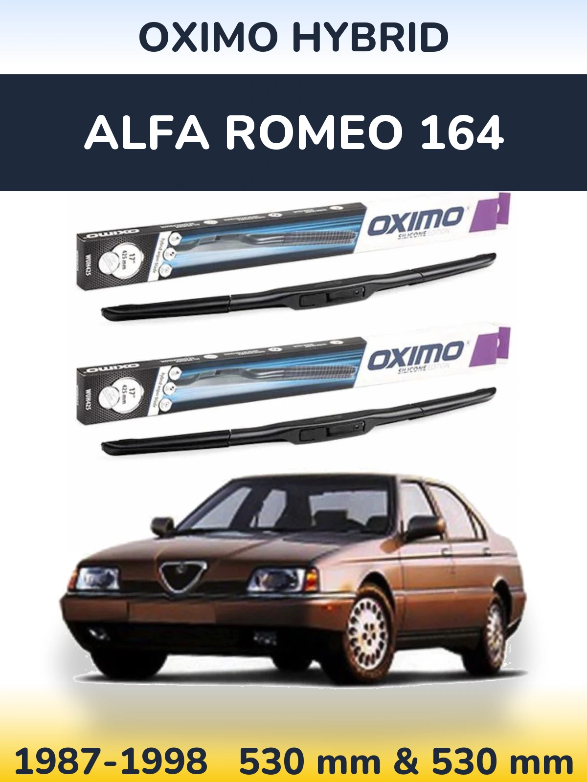 Komplet przednich wycieraczek Oximo Hybrid 530 & 530 mm do Alfa Romeo 164 1987-1998