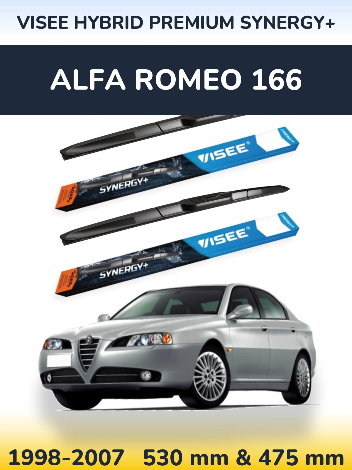 Komplet przednich wycieraczek VISEE HYBRID PREMIUM SYNERGY+ 530 & 475 mm do Alfa Romeo 166 1998-2007