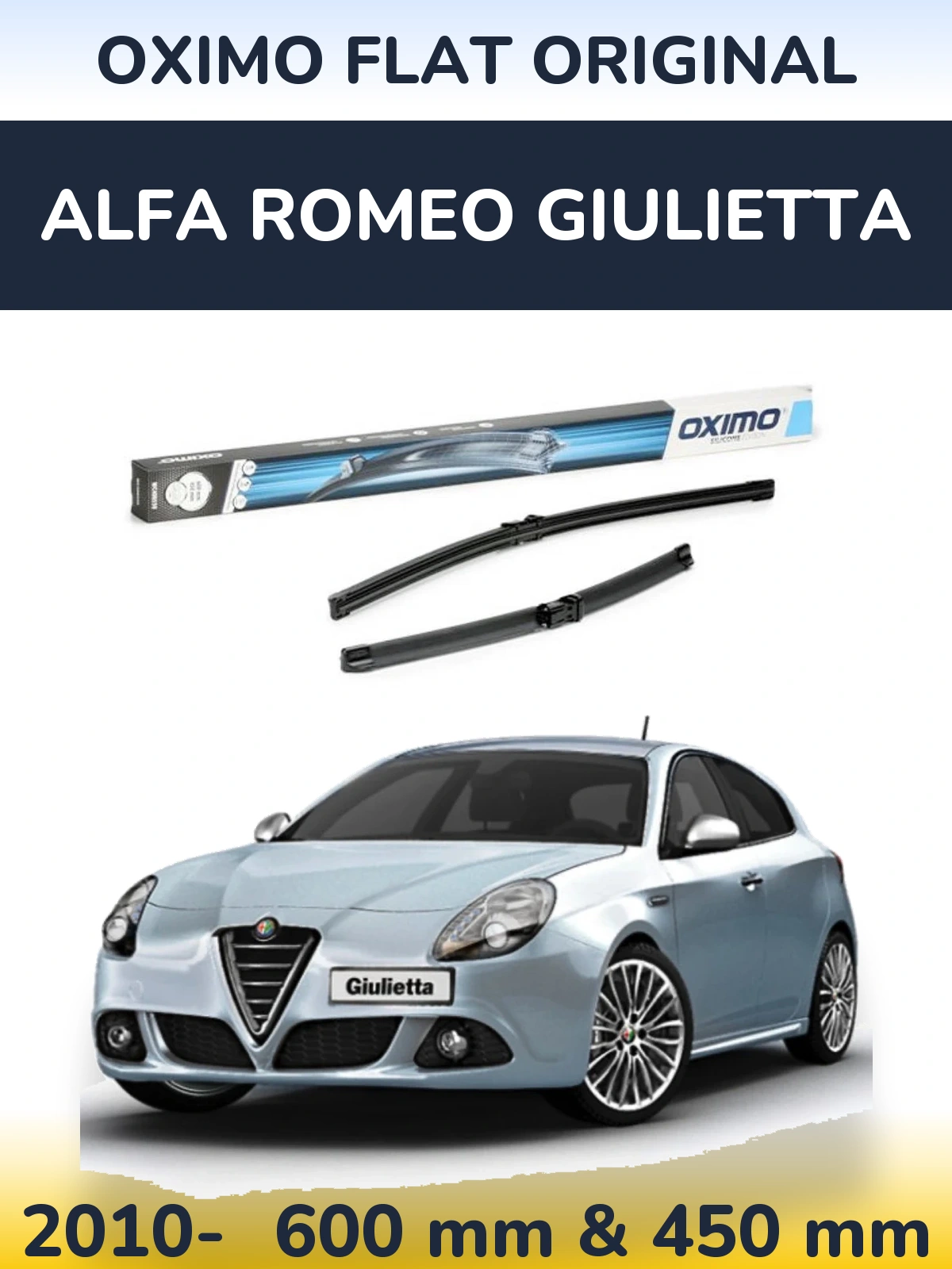 Front wiper blade set Oximo Flat Original 600 & 450 mm for Alfa Romeo Giulietta 2010-2026