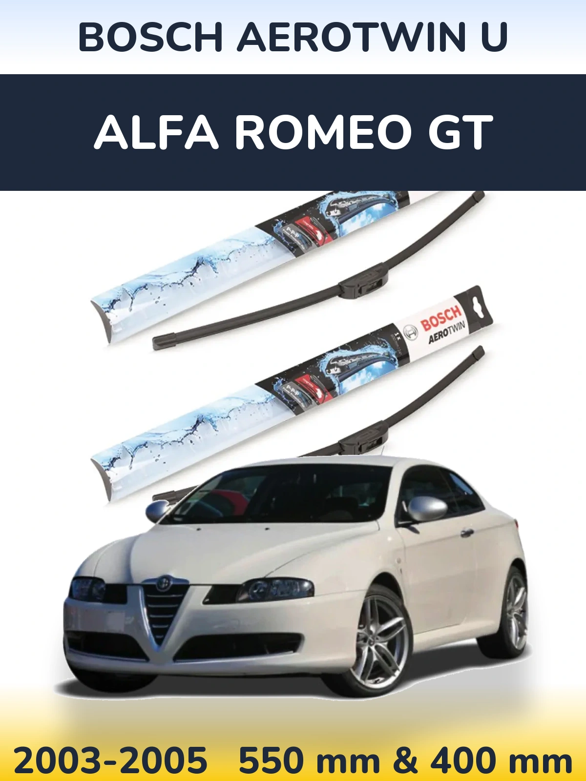 Комплект передних дворников BOSCH AeroTwin U 550 & 400 мм для Alfa Romeo GT 2003-2005