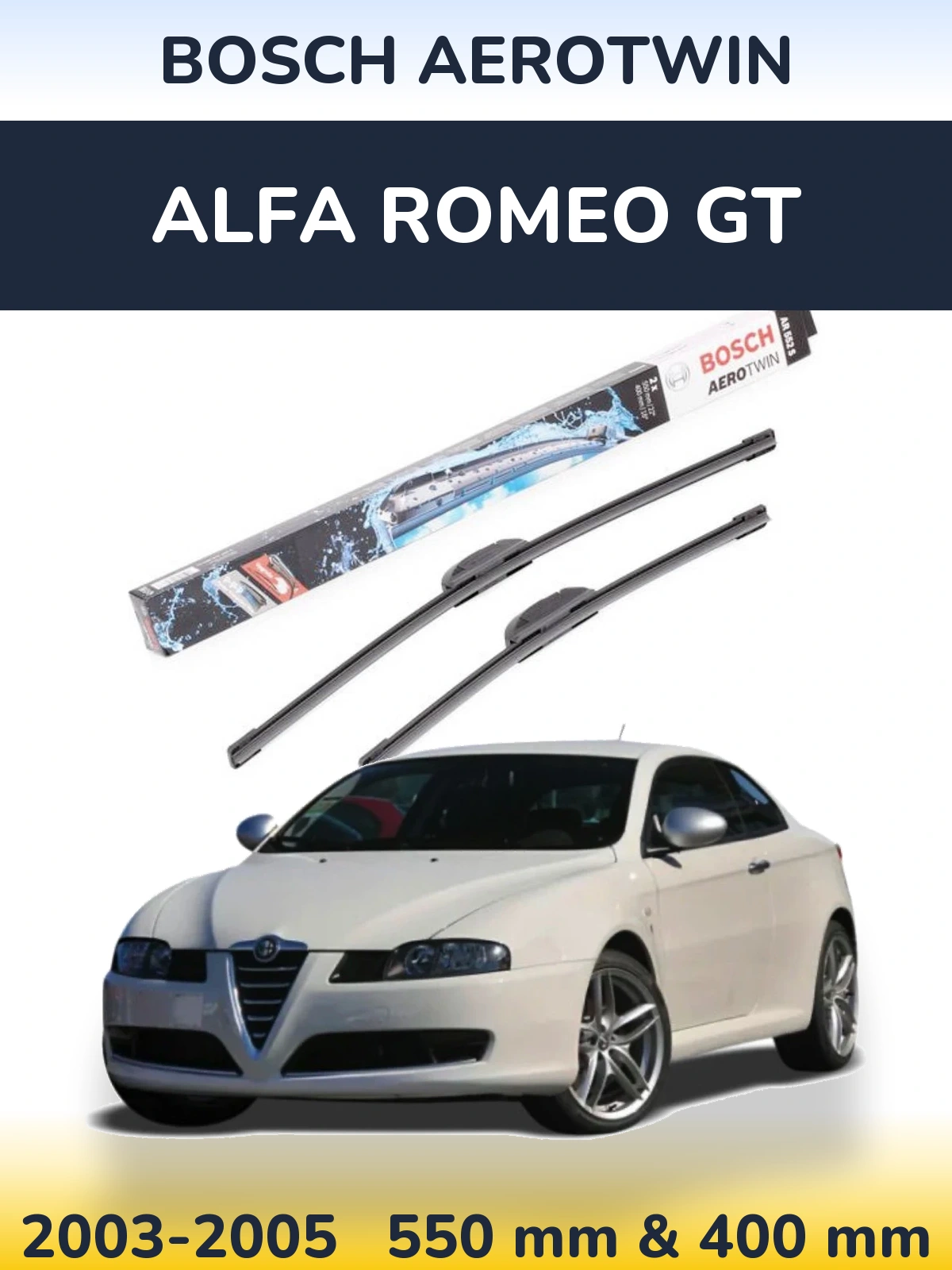 Komplet przednich wycieraczek BOSCH AeroTwin 550 & 400 mm do Alfa Romeo GT 2003-2005