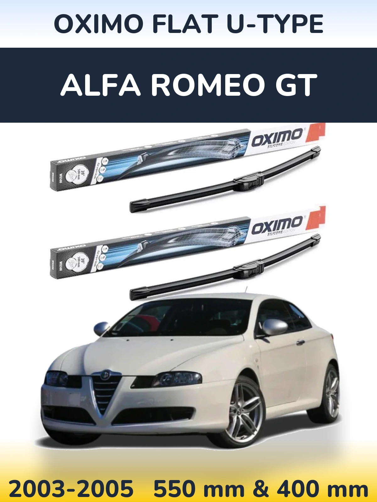 Komplet przednich wycieraczek Oximo Flat U-type 550 & 400 mm do Alfa Romeo GT 2003-2005