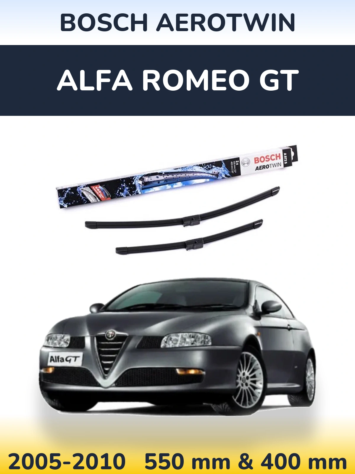Комплект передних дворников BOSCH AeroTwin 550 & 400 мм для Alfa Romeo GT 2005-2010