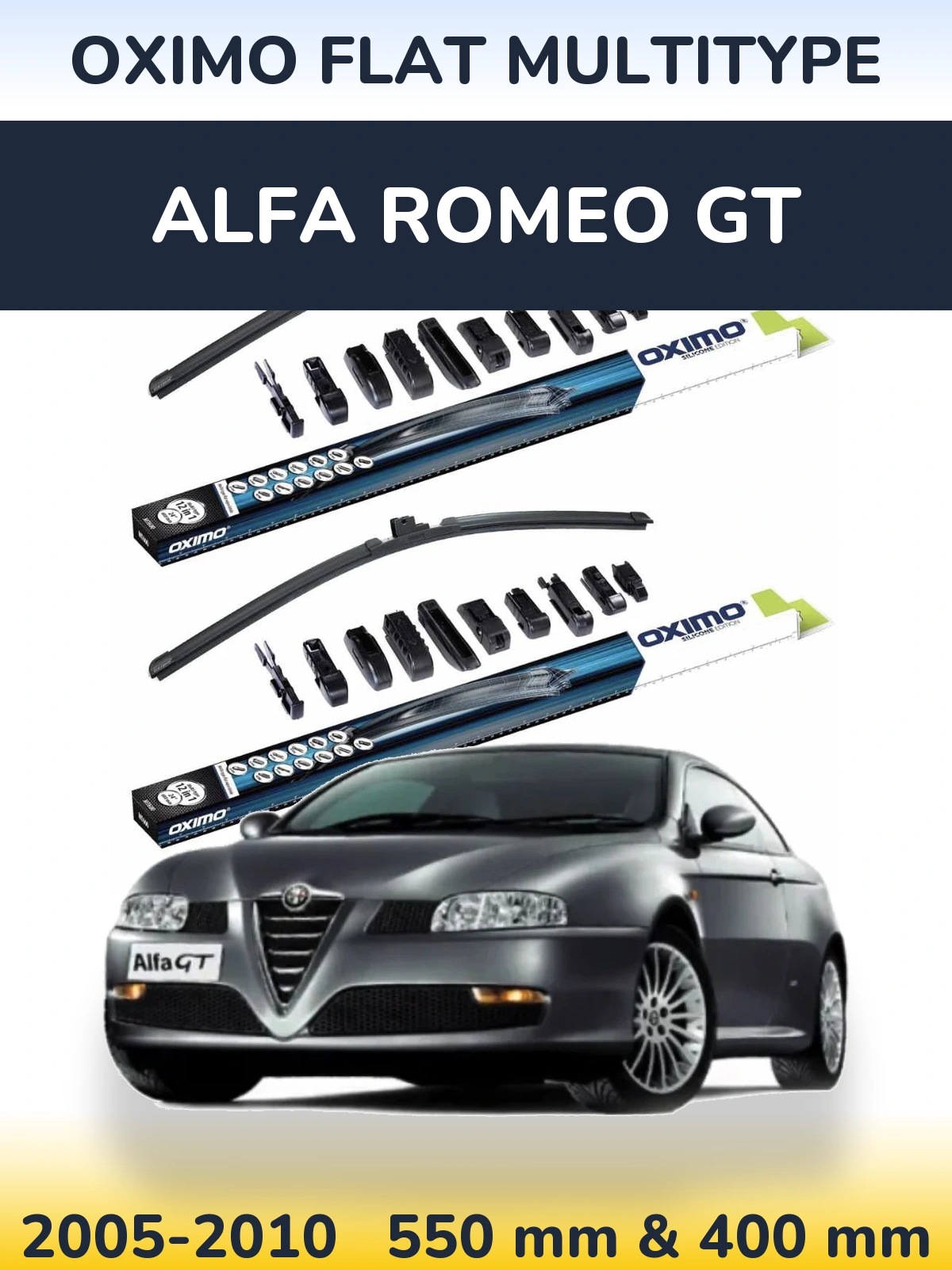 Komplet przednich wycieraczek Oximo Flat MultiType 550 & 400 mm do Alfa Romeo GT 2005-2010
