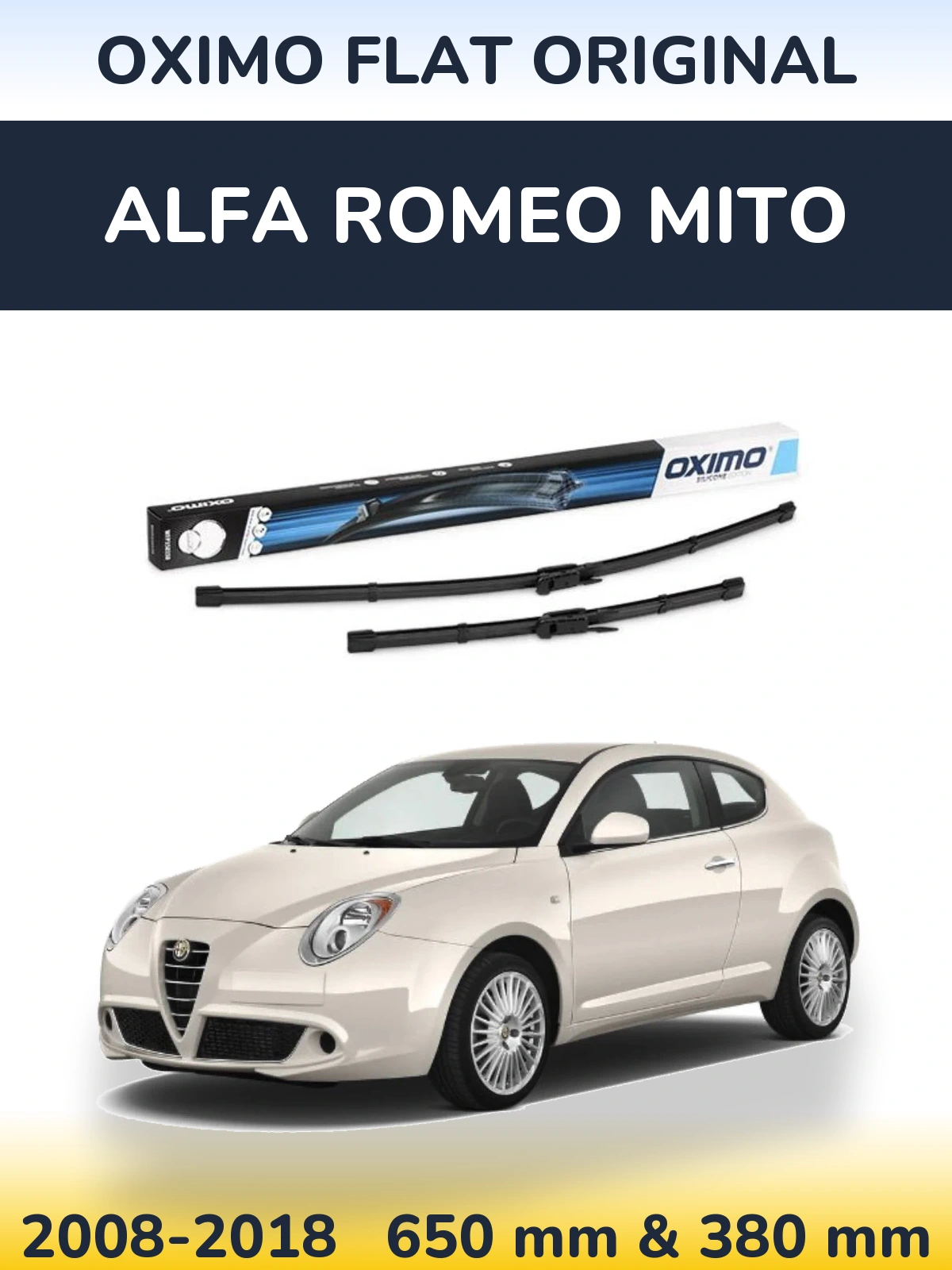 Komplet przednich wycieraczek Oximo Flat Original 650 & 380 mm do Alfa Romeo MiTo 2008-2018