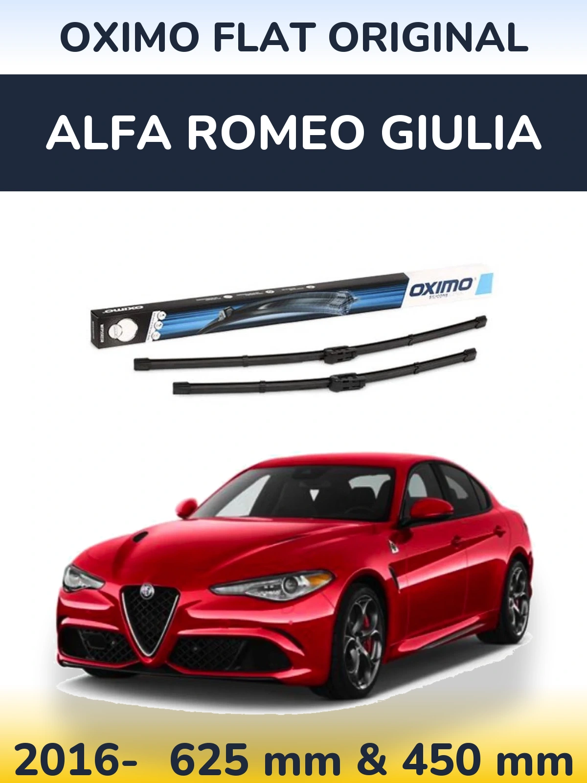 Комплект передних дворников Oximo Flat Original 600 & 450 мм для Alfa Romeo Giulia 2016-2026