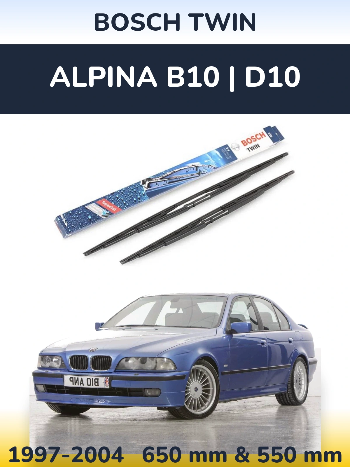 Komplet przednich wycieraczek BOSCH Twin 650 & 550 mm do Alpina B10 | D10 1997-2004