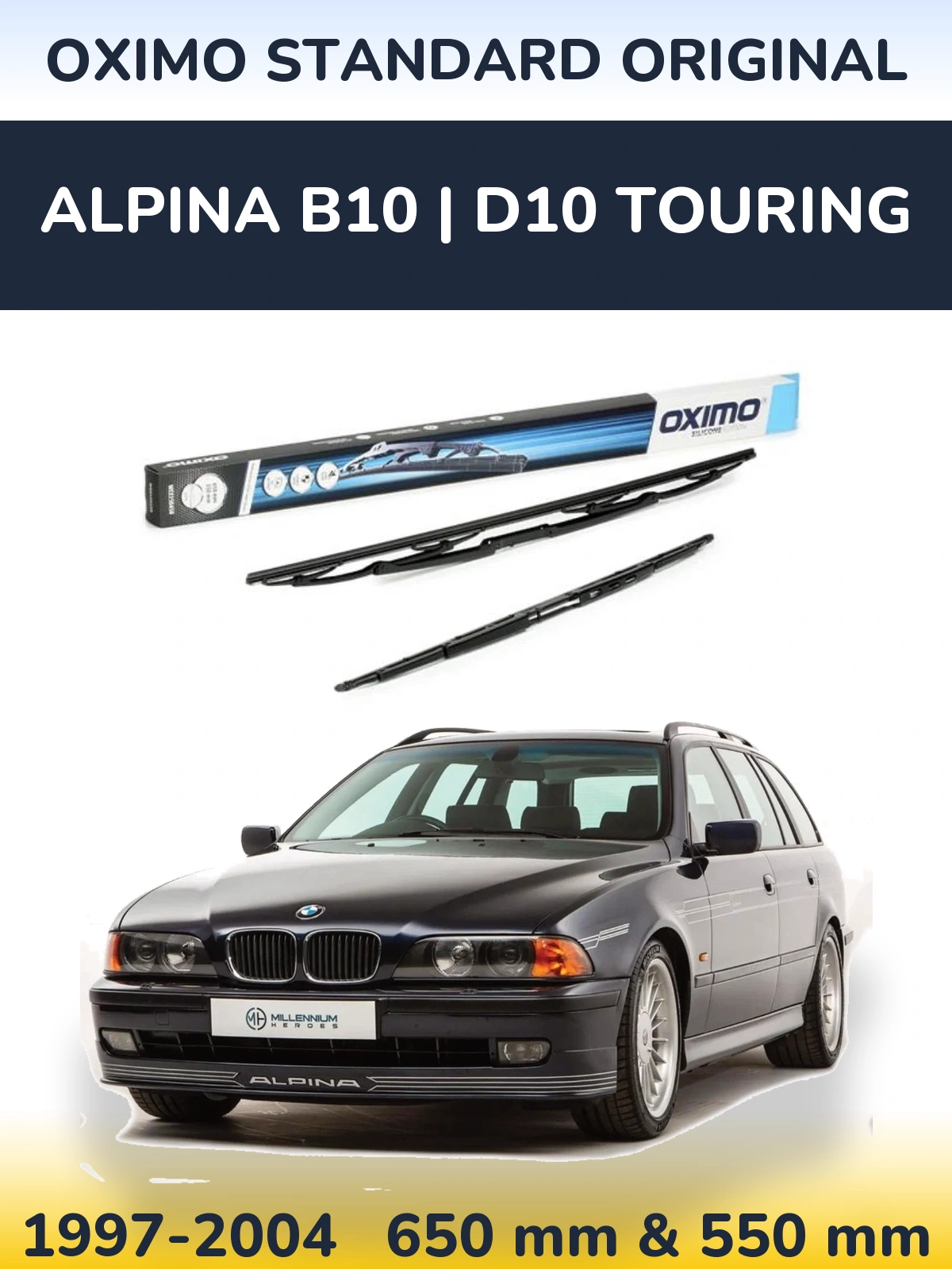 Комплект передних дворников Oximo Standard Original 650 & 550 мм для Alpina B10 | D10 Touring 1997-2004