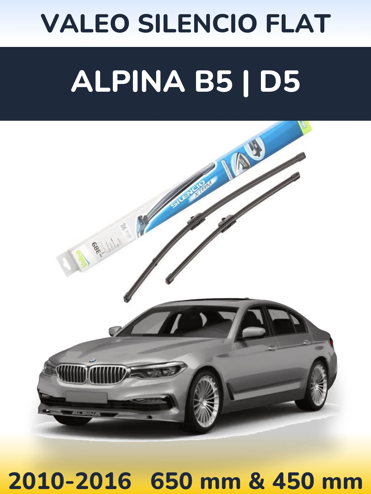 Komplet przednich wycieraczek Valeo Silencio Flat 650 & 450 mm do Alpina B5 | D5 2010-2016