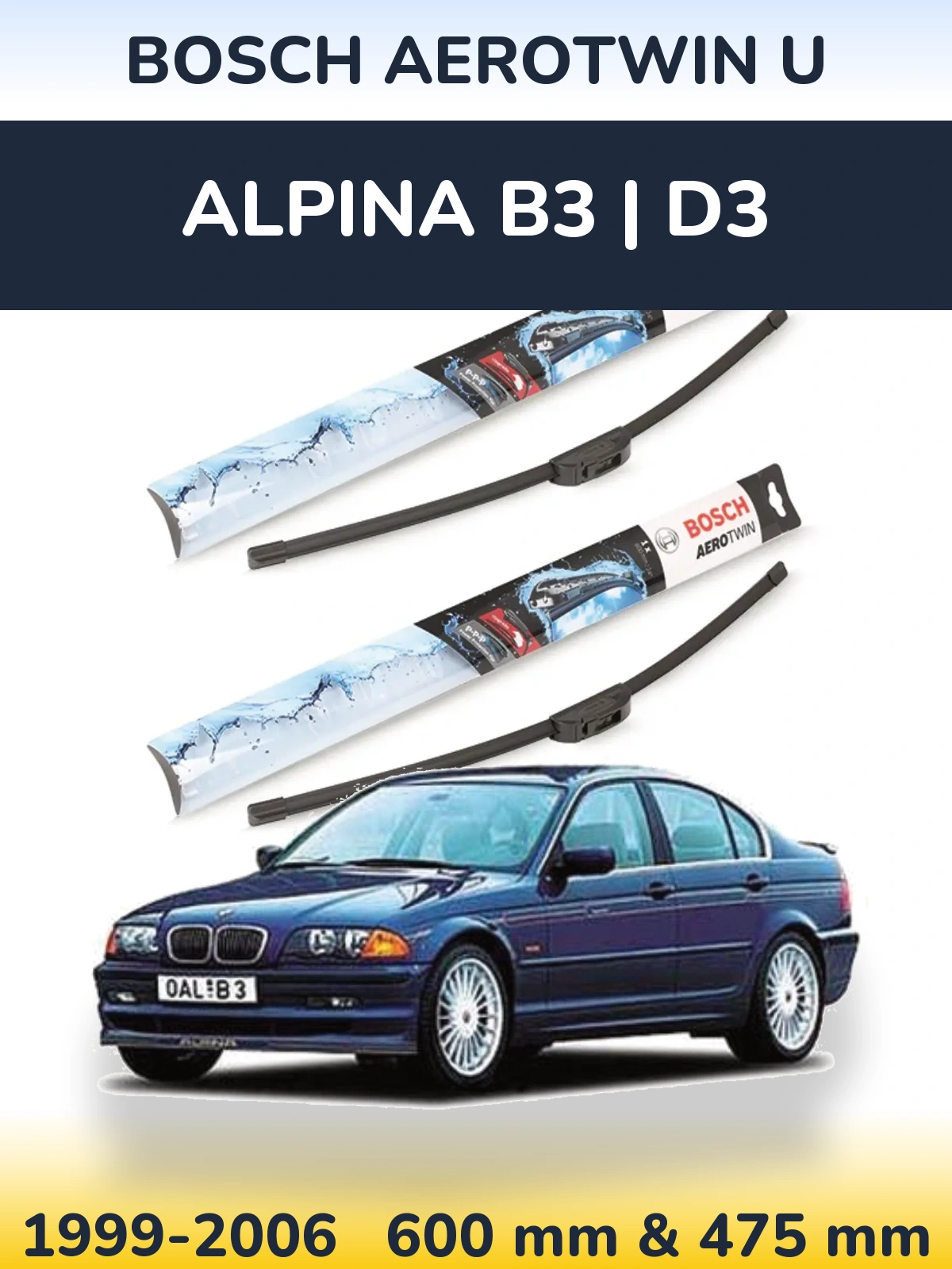 Комплект передних дворников BOSCH AeroTwin U 600 & 475 мм для Alpina B3 | D3 1999-2006