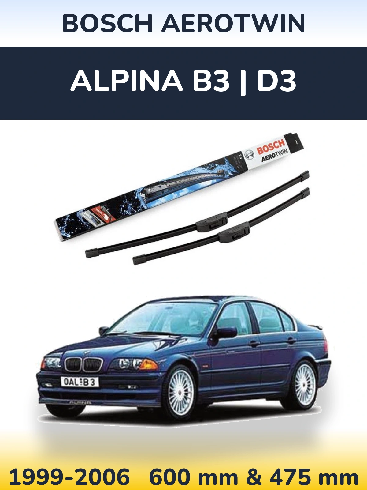 Komplet przednich wycieraczek BOSCH AeroTwin 600 & 475 mm do Alpina B3 | D3 1999-2006