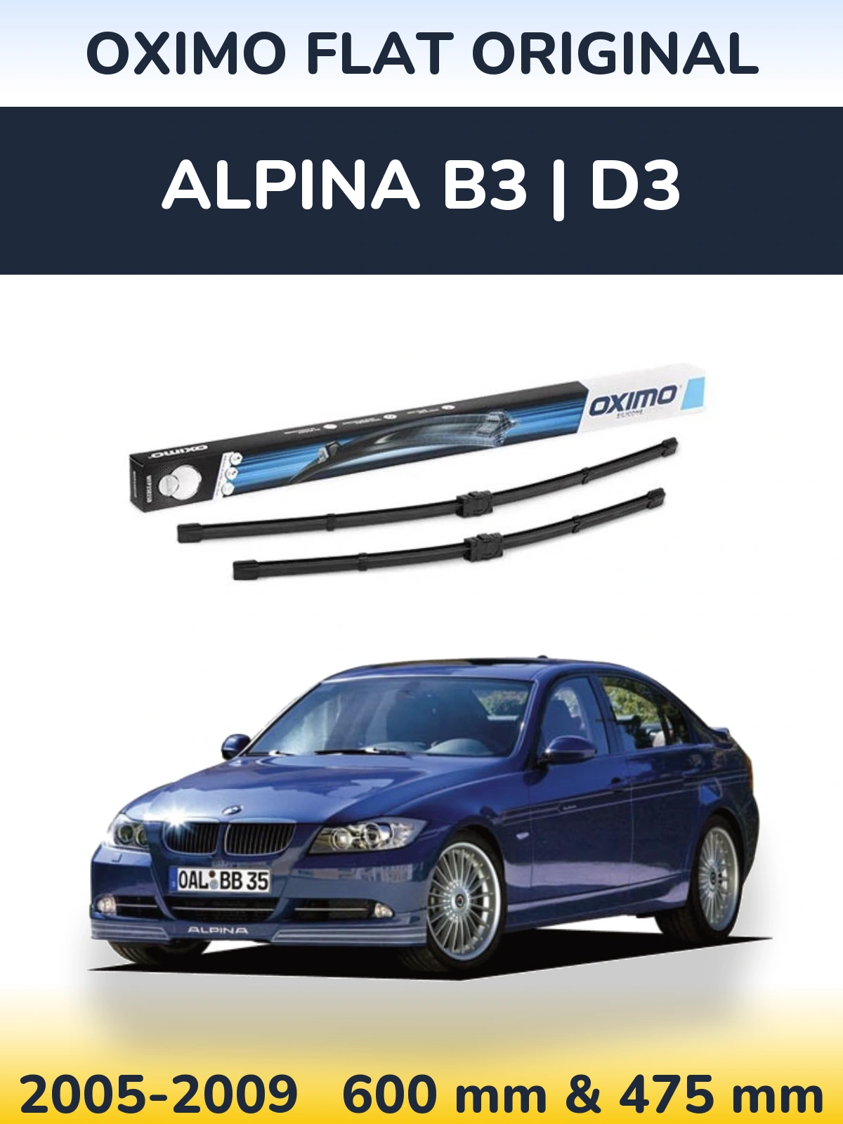 Комплект передних дворников Oximo Flat Original 600 & 475 мм для Alpina B3 | D3 2005-2009