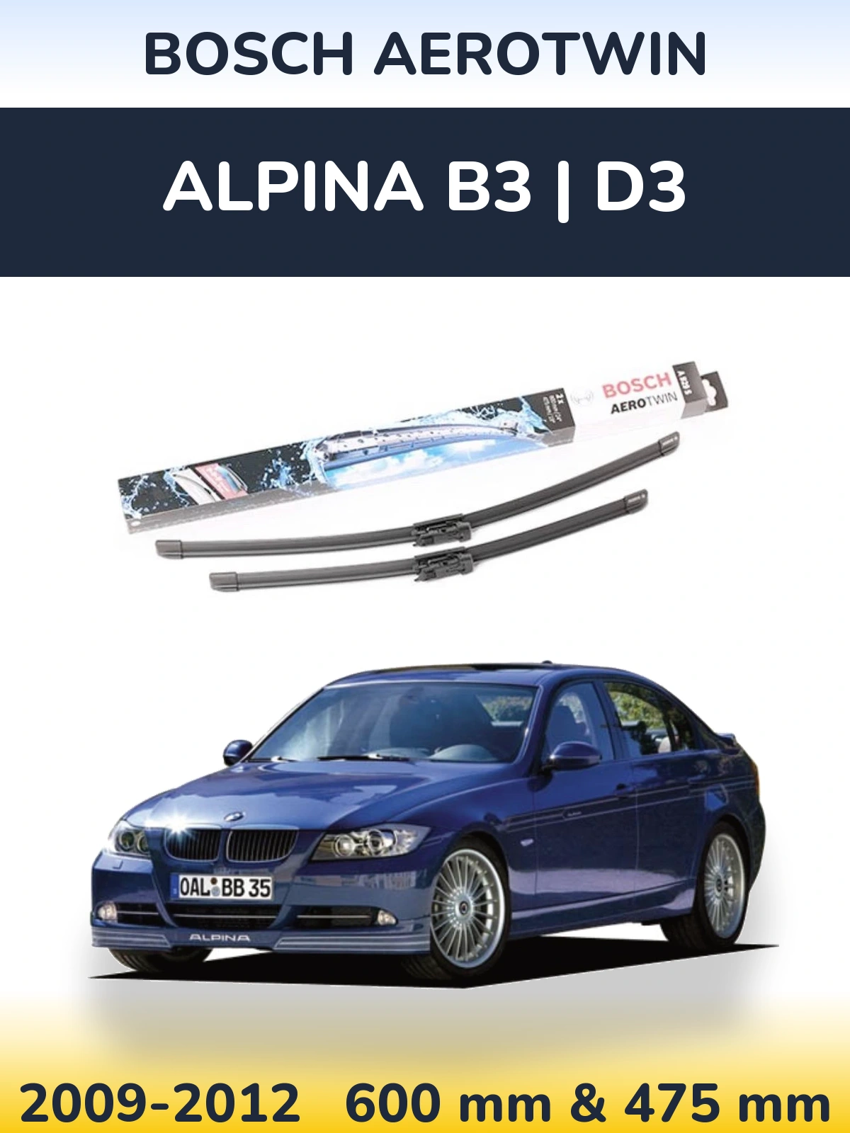 Комплект передних дворников BOSCH AeroTwin 600 & 475 мм для Alpina B3 | D3 2009-2012