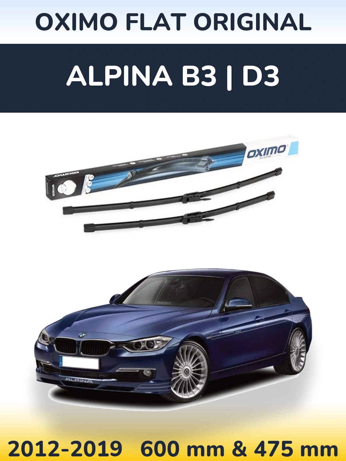 Komplet przednich wycieraczek Oximo Flat Original 600 & 475 mm do Alpina B3 | D3 2012-2019