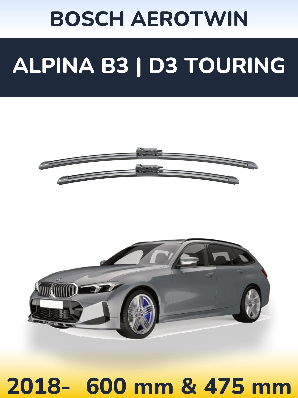 Комплект передних дворников BOSCH AeroTwin 600 & 475 мм для Alpina B3 | D3 Touring 2018-2026