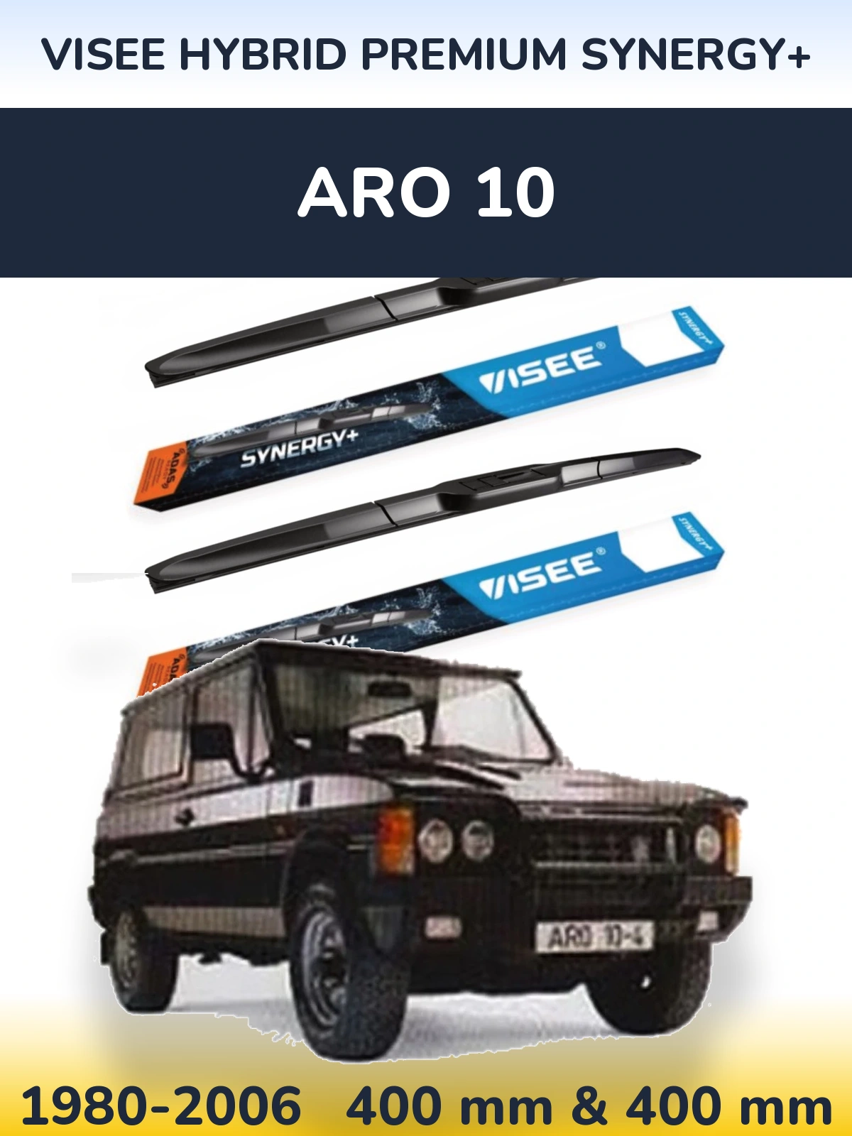 Комплект передних дворников VISEE HYBRID PREMIUM SYNERGY+ 400 & 400 мм для ARO 10 1980-2006