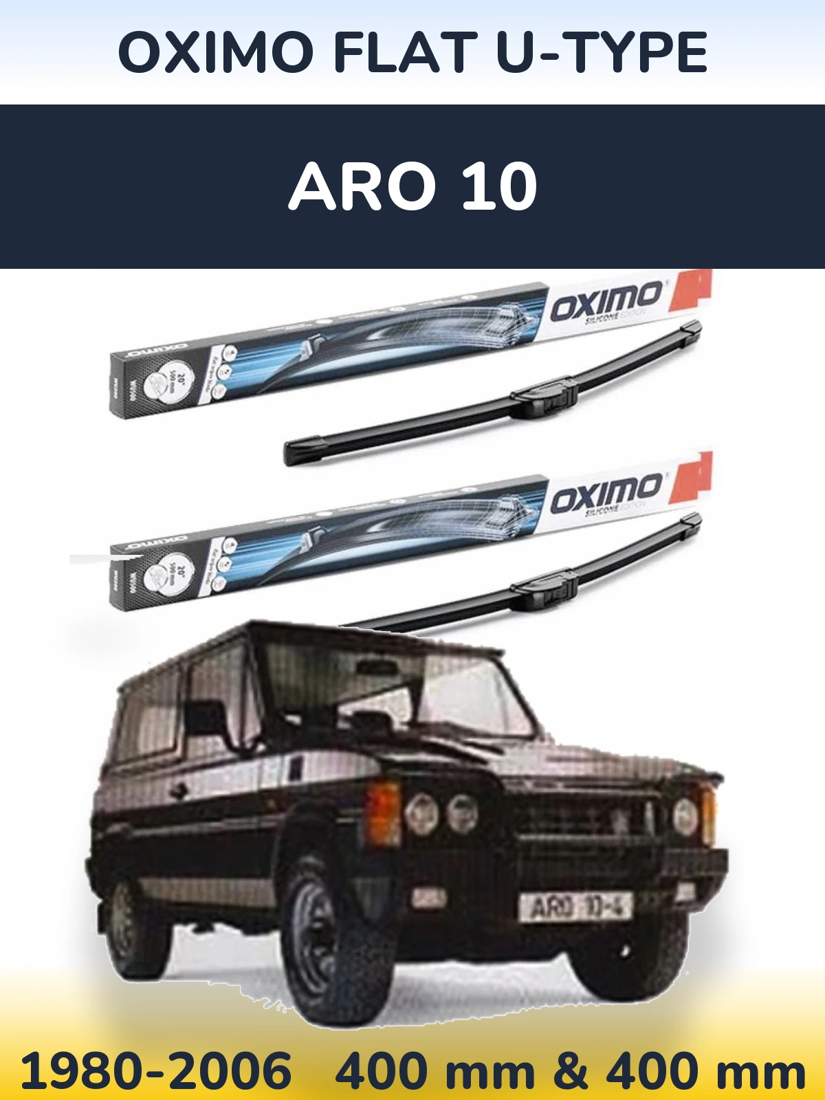 Комплект передніх щіток Oximo Flat U-type 400 & 400 мм для ARO 10 1980-2006