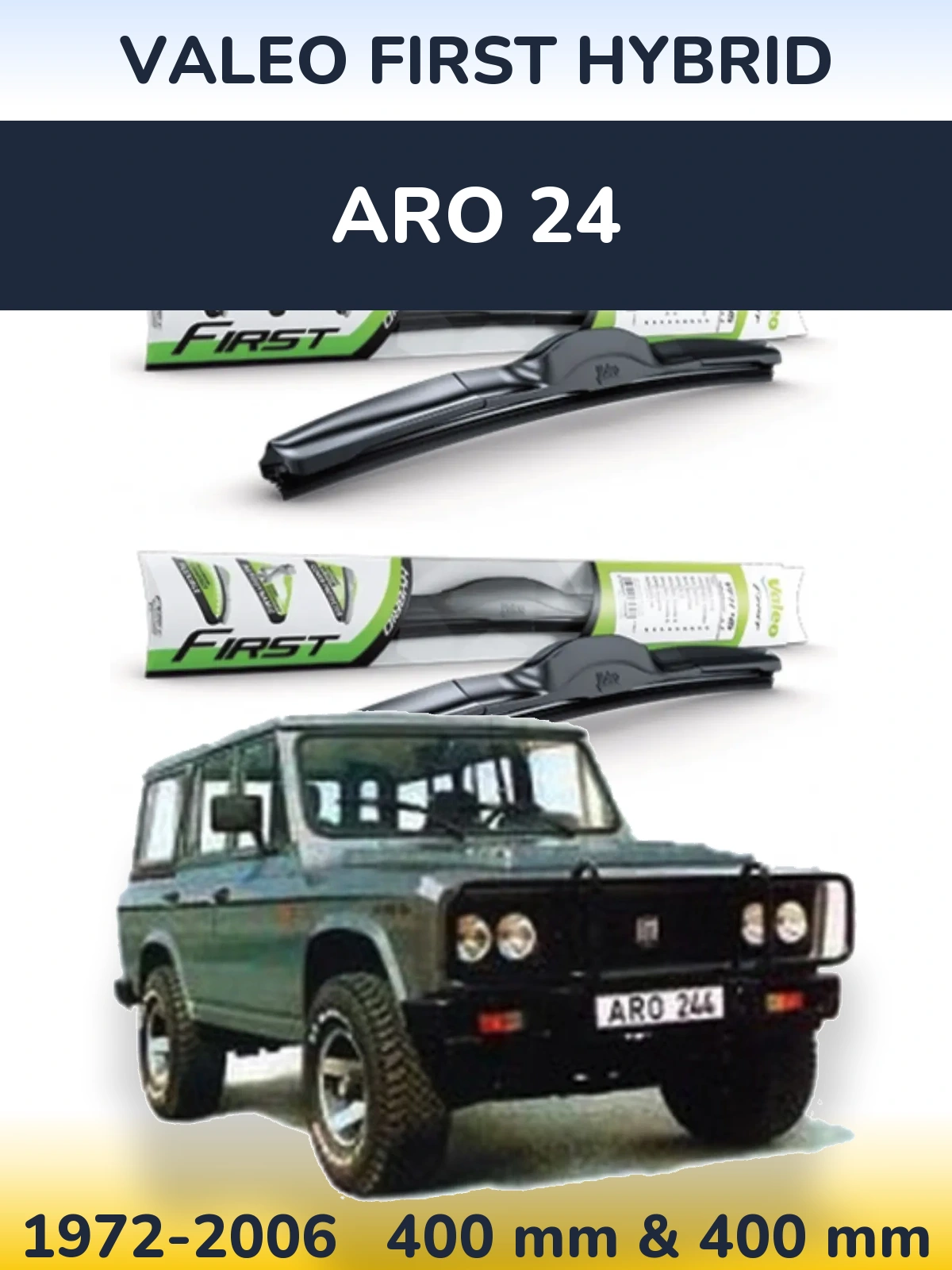 Комплект передних дворников Valeo First Hybrid 400 & 400 мм для ARO 24 1972-2006