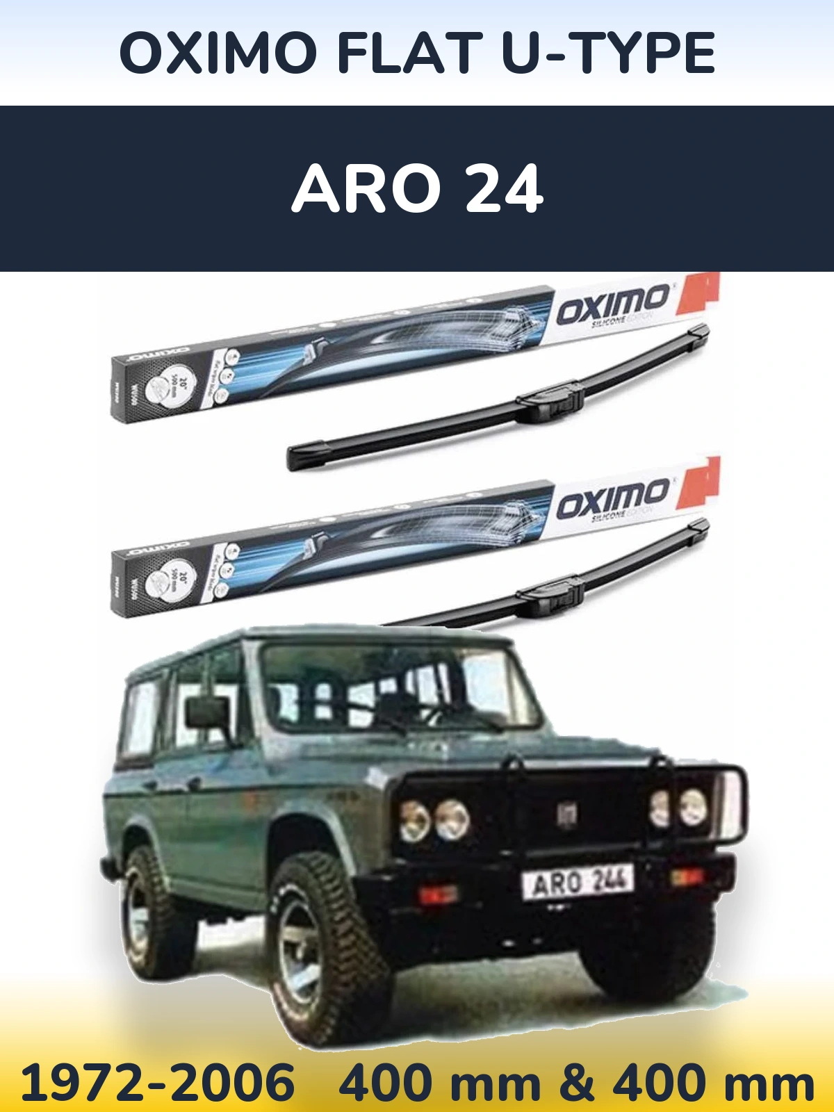Комплект передних дворников Oximo Flat U-type 400 & 400 мм для ARO 24 1972-2006