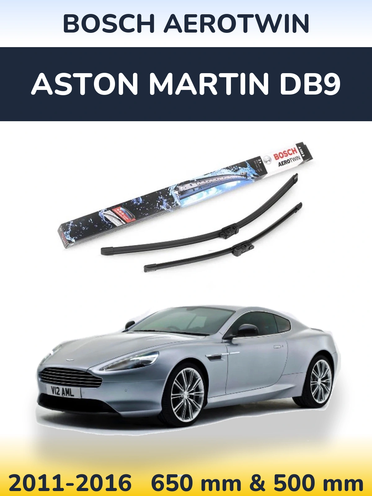 Komplet przednich wycieraczek BOSCH AeroTwin 650 & 500 mm do Aston Martin DB9 2011-2016