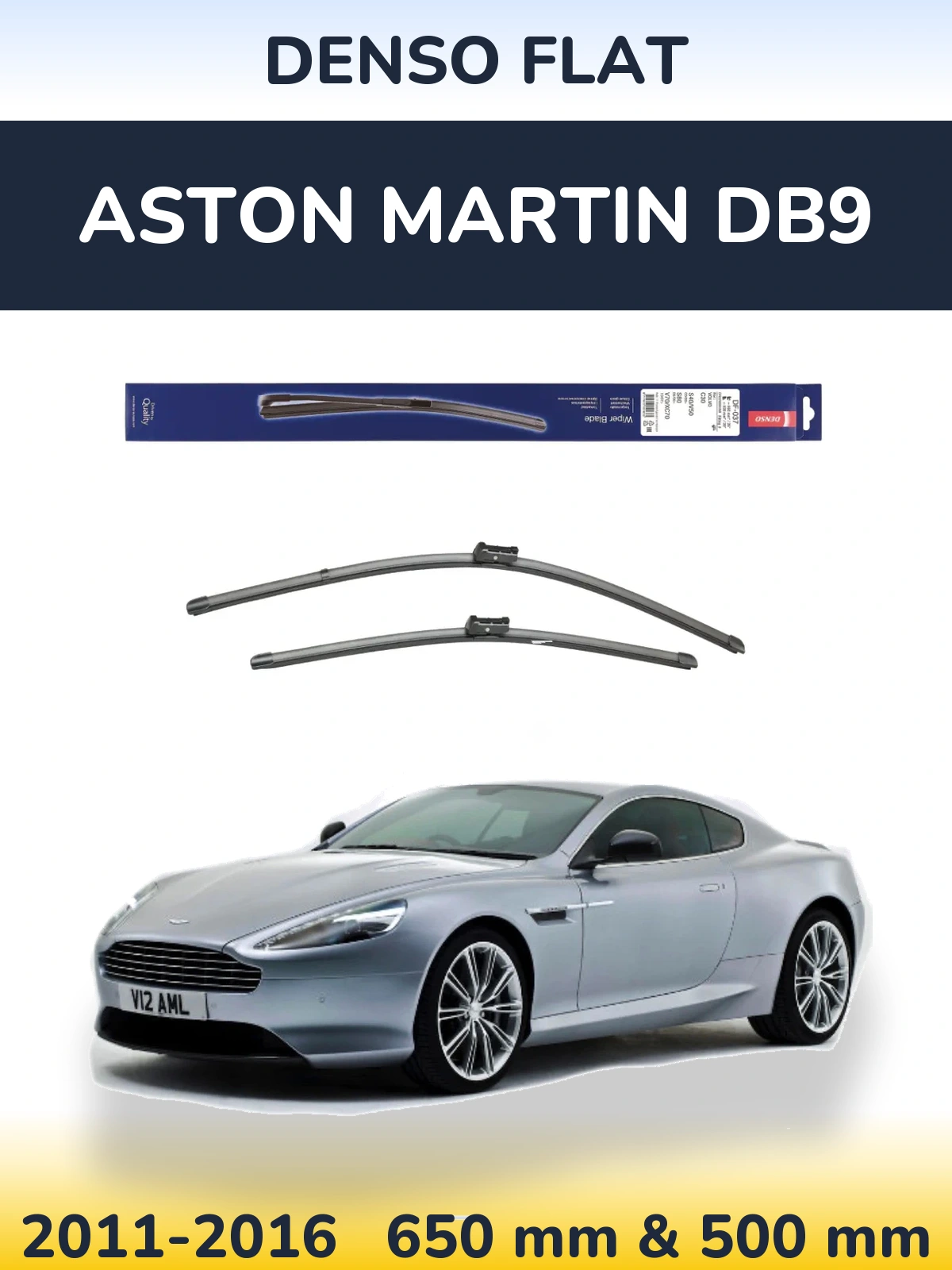 Komplet przednich wycieraczek Denso Flat 650 & 500 mm do Aston Martin DB9 2011-2016