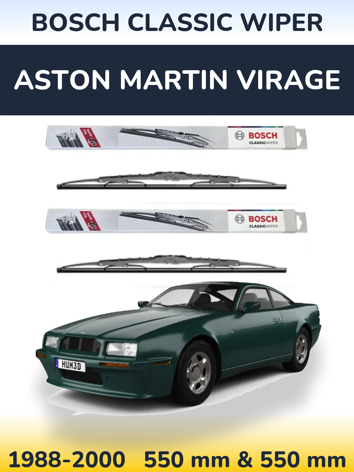 Комплект передніх щіток BOSCH Classic Wiper 550 & 550 мм для Aston Martin Virage 1988-2000