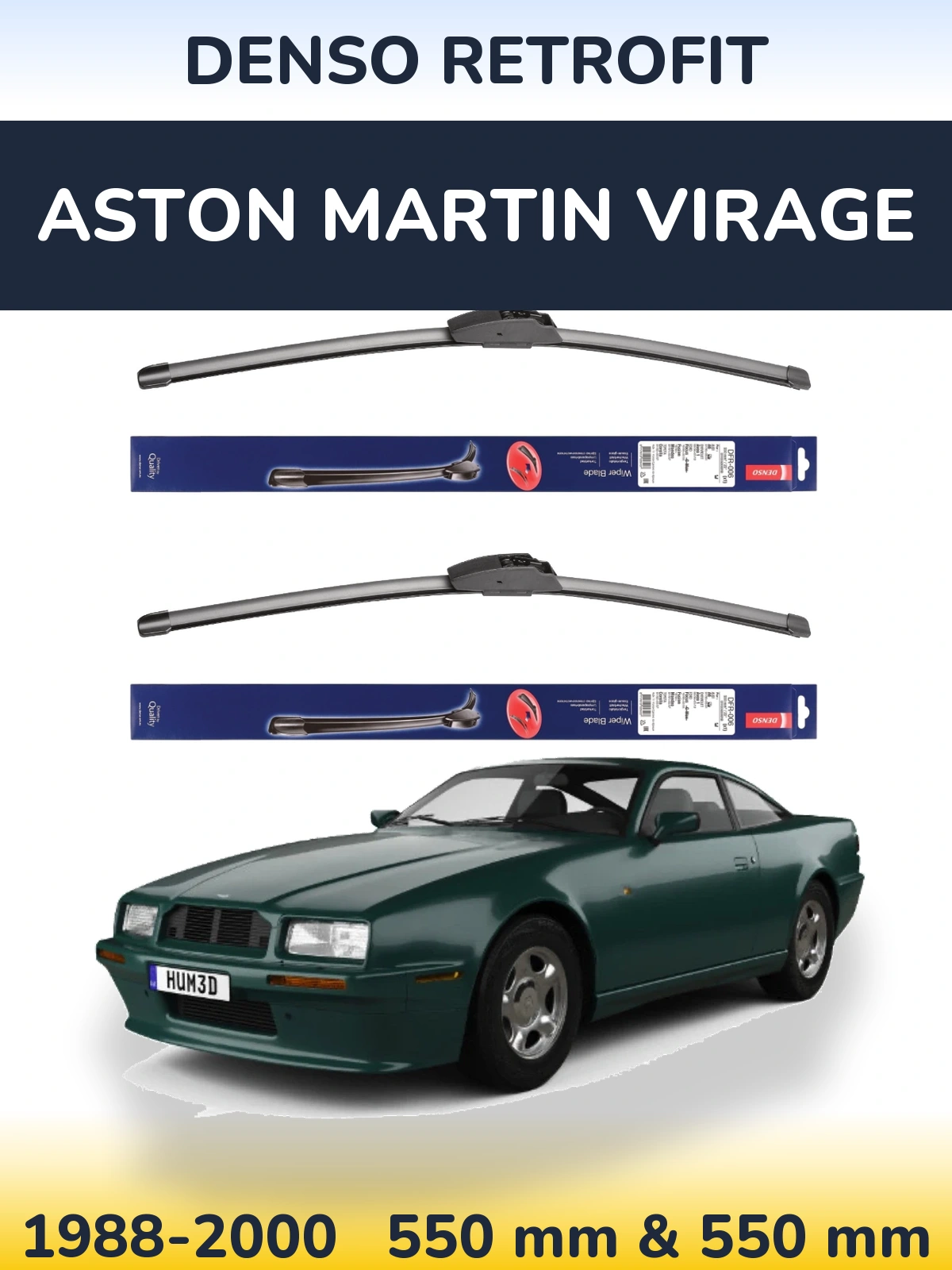 Комплект передніх щіток Denso Retrofit 550 & 550 мм для Aston Martin Virage 1988-2000