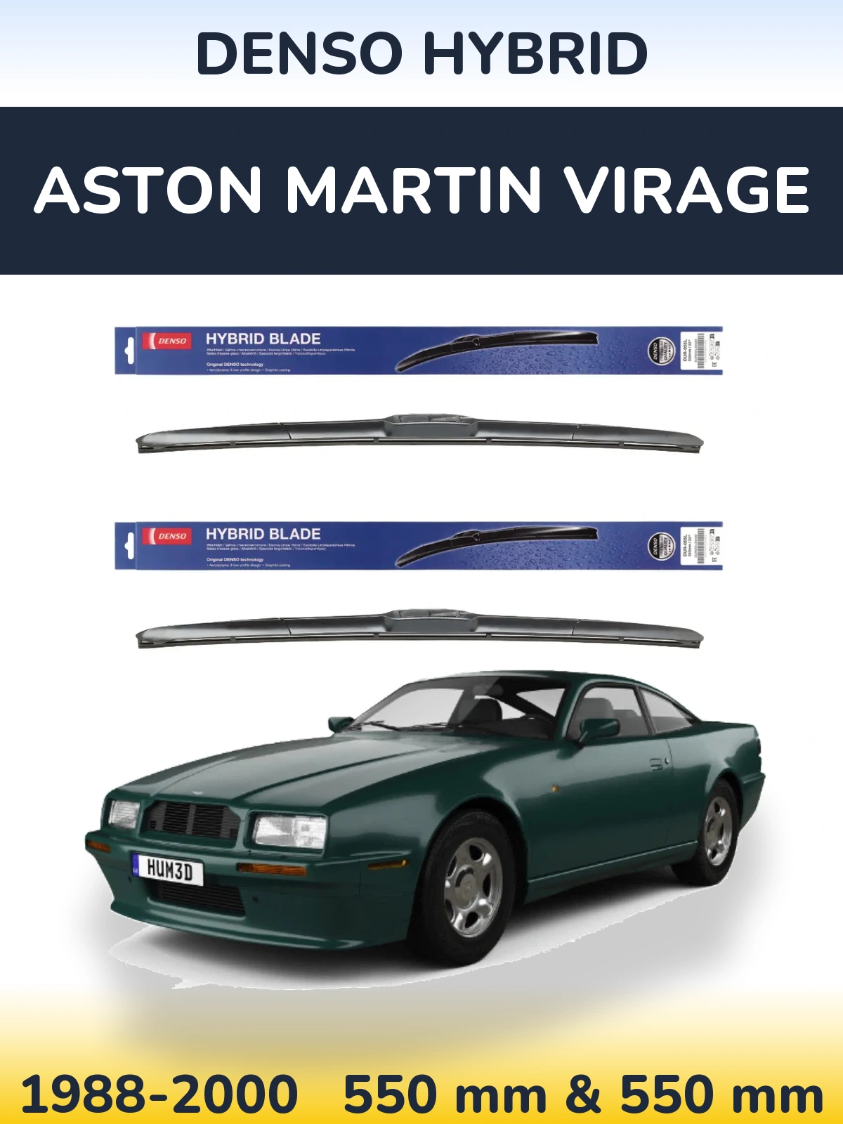 Комплект передніх щіток Denso Hybrid 550 & 550 мм для Aston Martin Virage 1988-2000