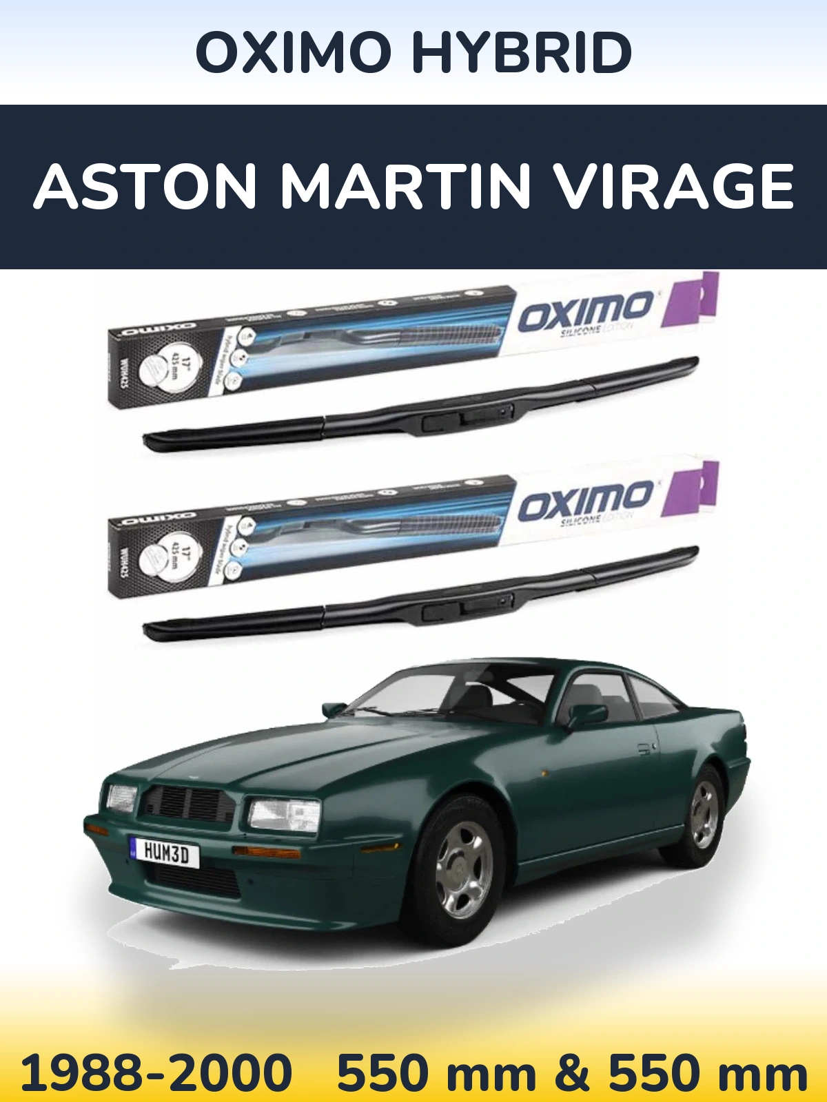 Комплект передніх щіток Oximo Hybrid 550 & 550 мм для Aston Martin Virage 1988-2000