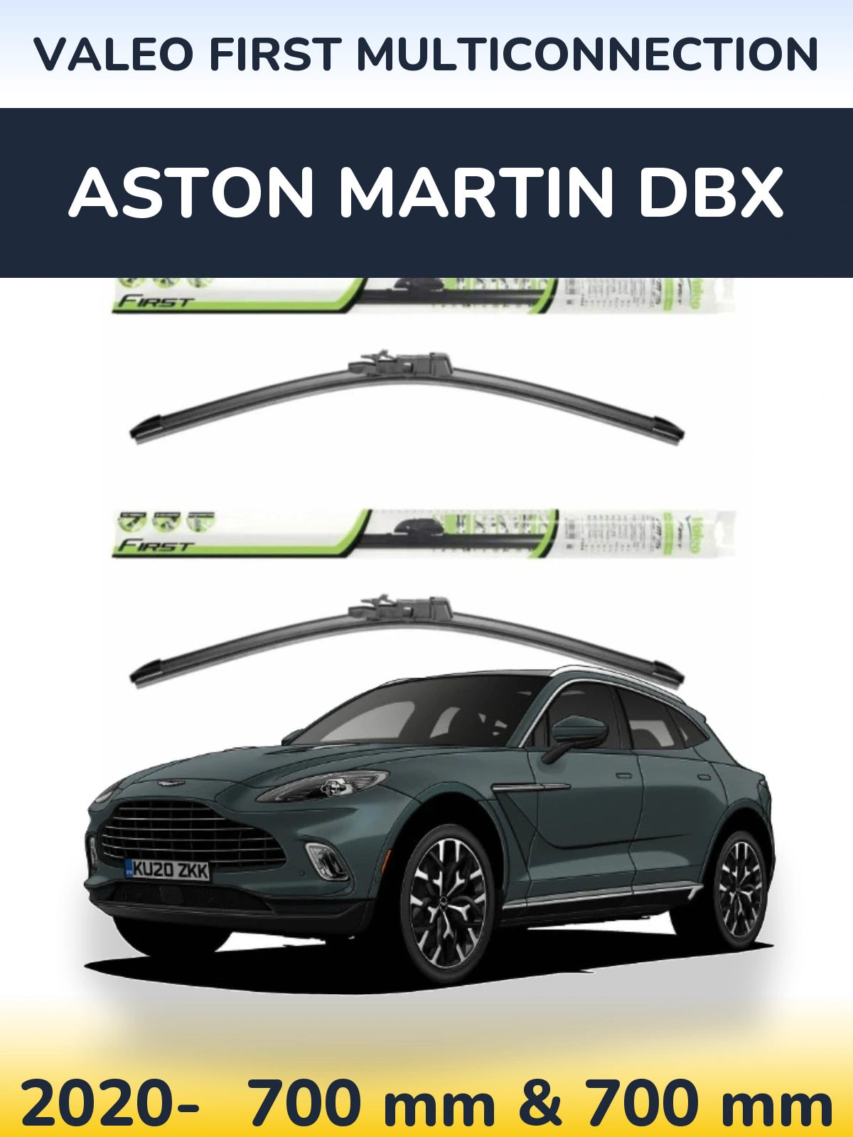 Komplet przednich wycieraczek Valeo First MultiConnection 700 & 700 mm do Aston Martin DBX 2020-2026