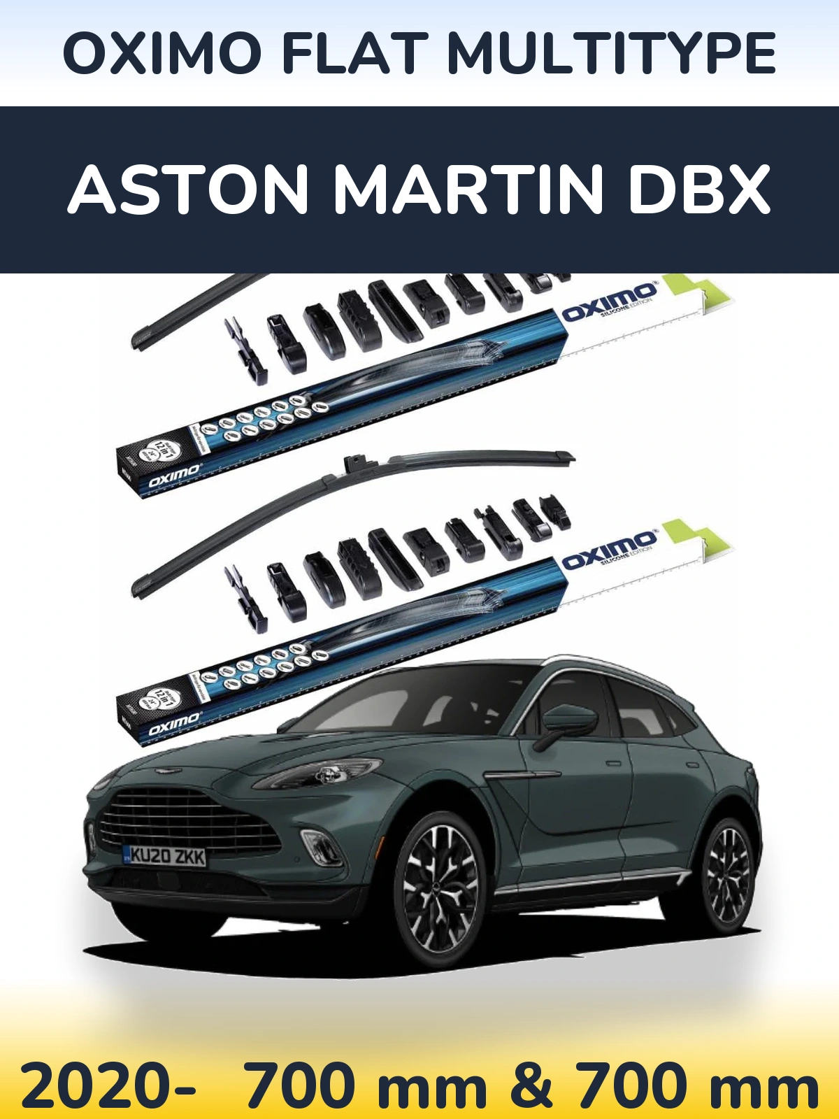 Front wiper blade set Oximo Flat MultiTypee 700 & 700 mm for Aston Martin DBX 2020-2026