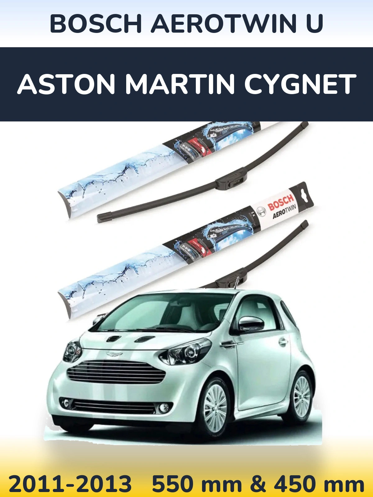 Komplet przednich wycieraczek BOSCH AeroTwin U 550 & 450 mm do Aston Martin Cygnet 2011-2013