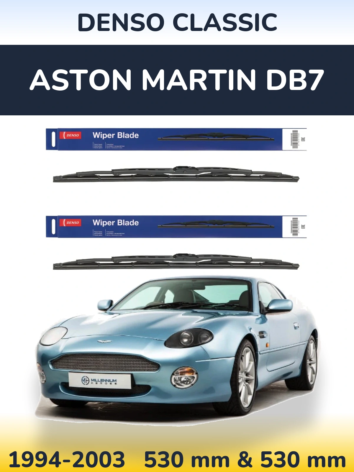 Komplet przednich wycieraczek Denso Classic 530 & 530 mm do Aston Martin DB7 1994-2003