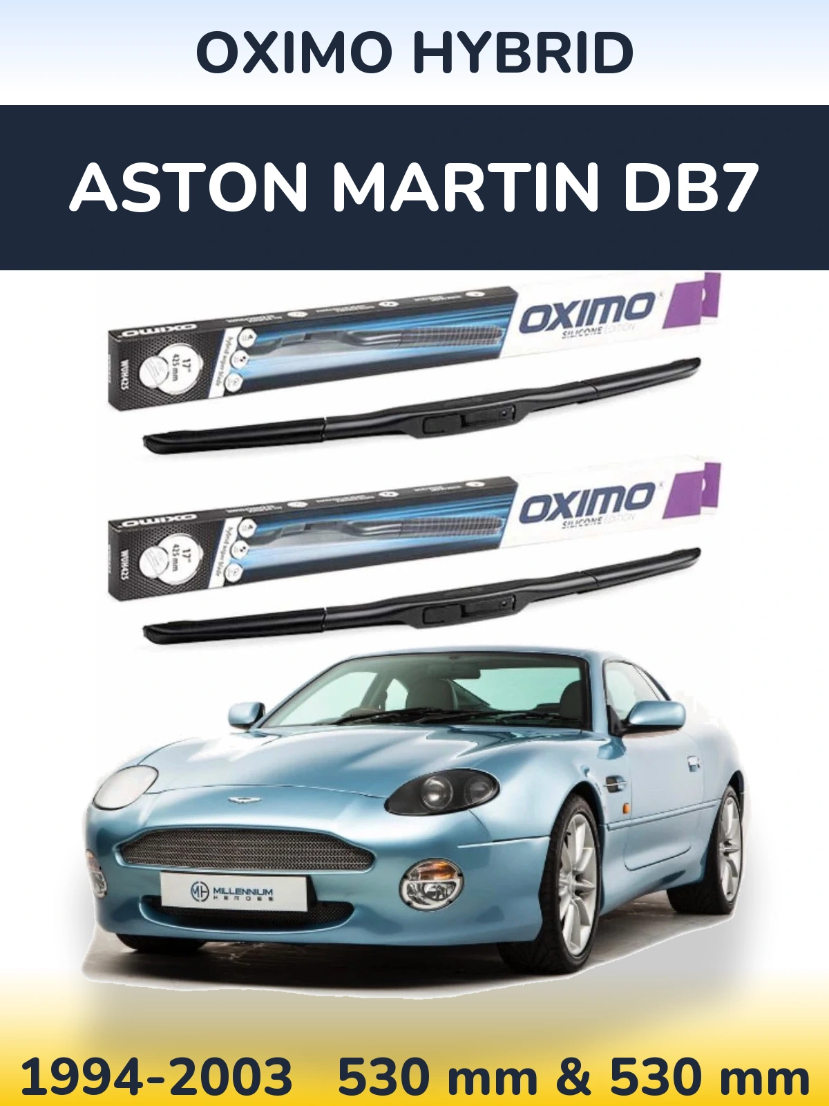 Komplet przednich wycieraczek Oximo Hybrid 530 & 530 mm do Aston Martin DB7 1994-2003