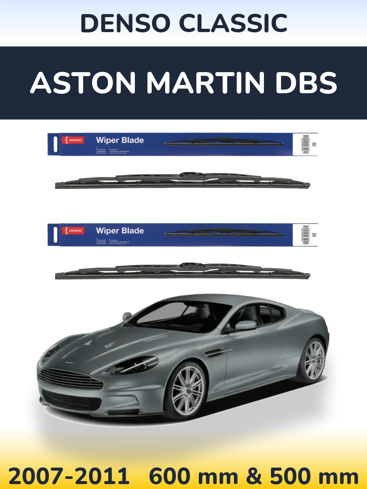 Комплект передних дворников Denso Classic 600 & 500 мм для Aston Martin DBS 2007-2011