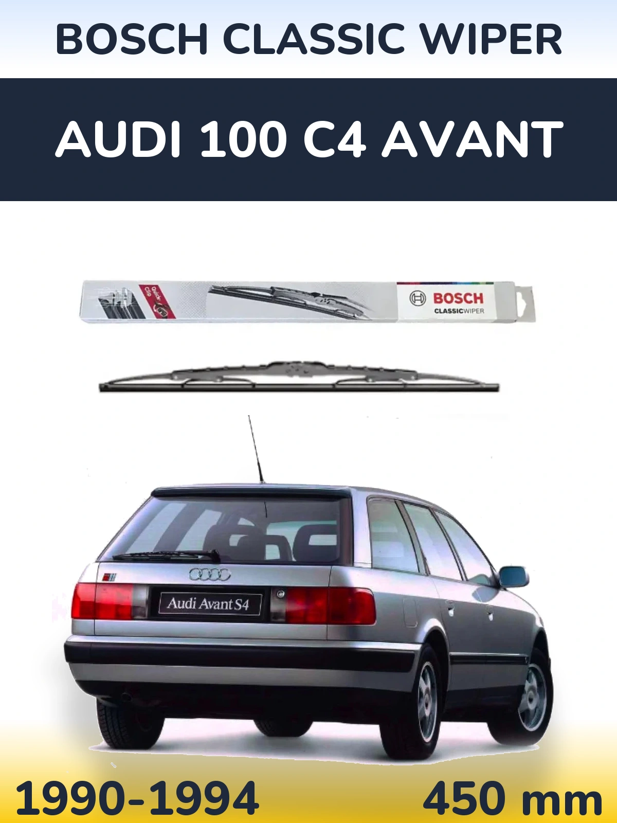 Rear wiper blade BOSCH Classic Wiper 450 mm for Audi 100 C4 Avant 1990-1994