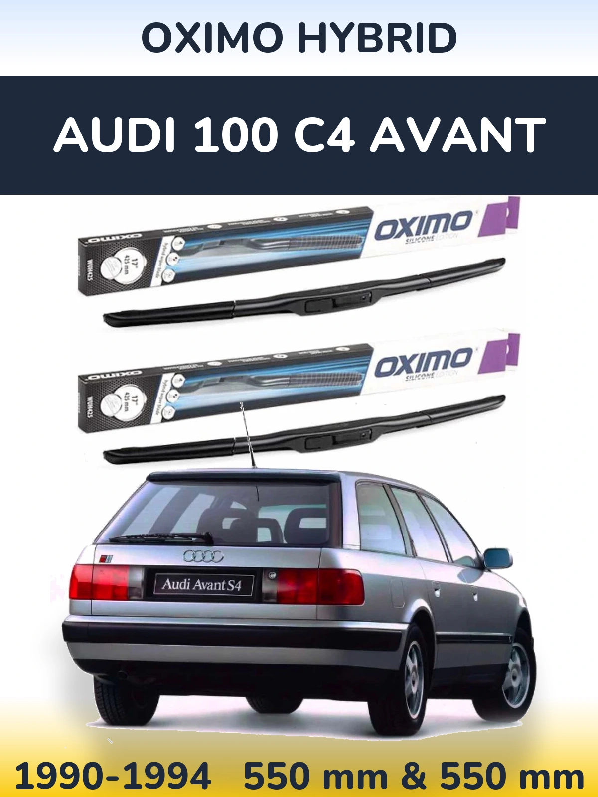 Комплект передних дворников Oximo Hybrid 550 & 550 мм для Audi 100 C4 Avant 1990-1994