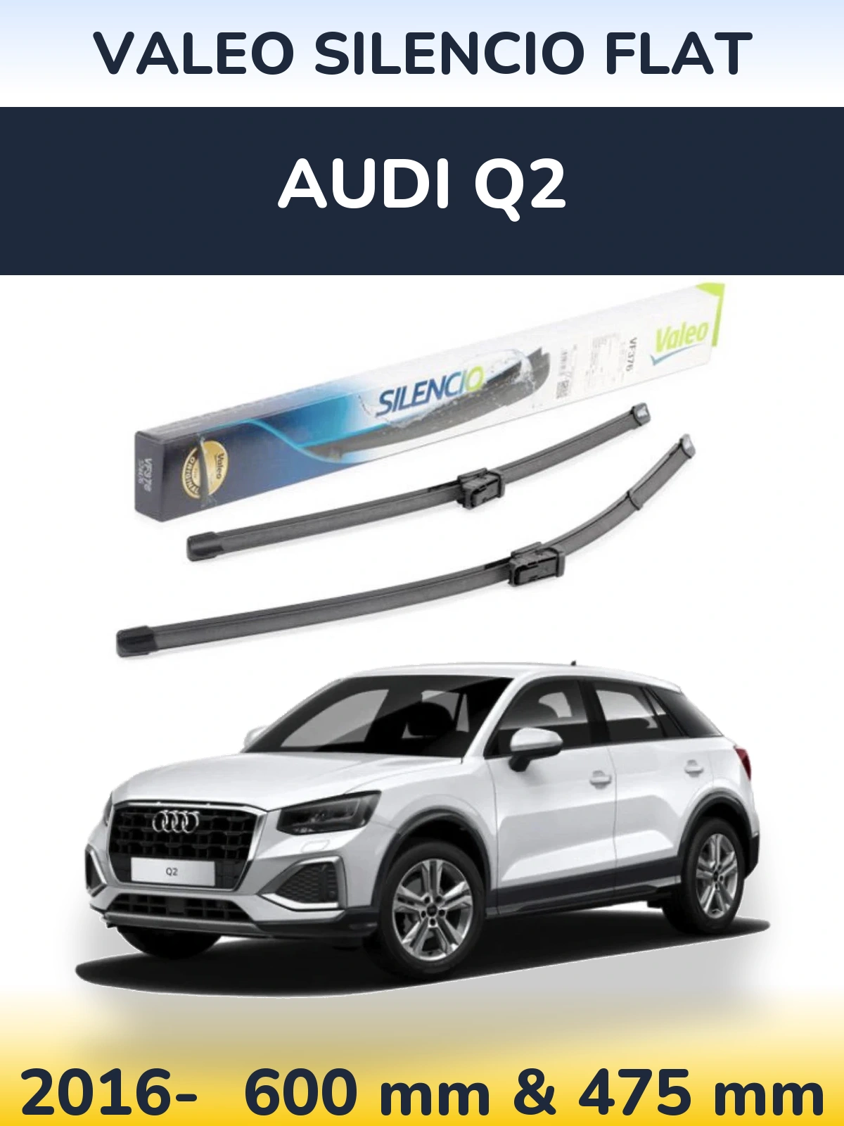 Komplet przednich wycieraczek Valeo Silencio Flat 600 & 475 mm do Audi Q2 2016-2026