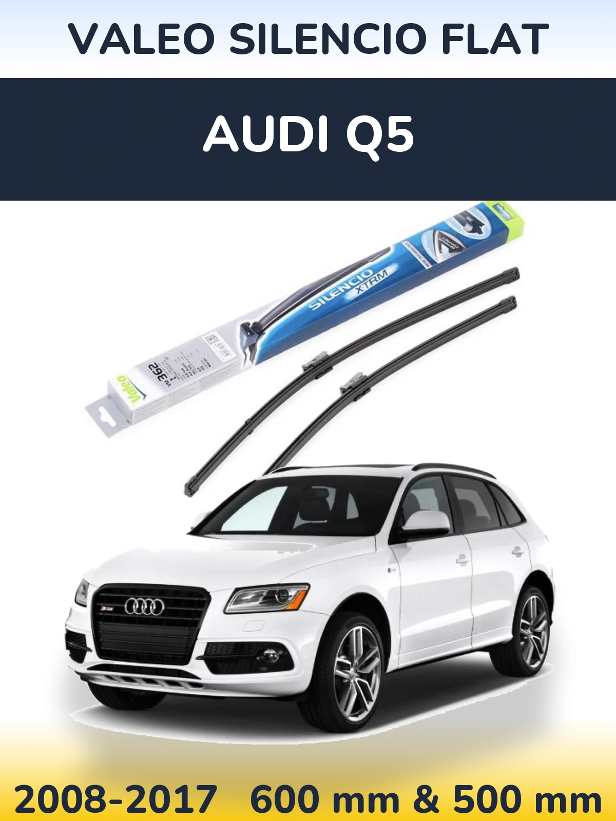 Комплект передних дворников Valeo Silencio Flat 600 & 500 мм для Audi Q5 2008-2017