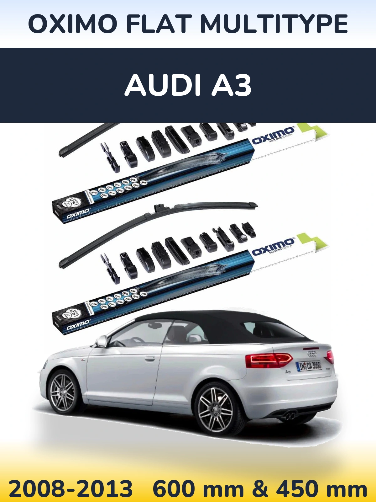 Front wiper blade set Oximo Flat MultiTypee 600 & 450 mm for Audi A3 2008-2013