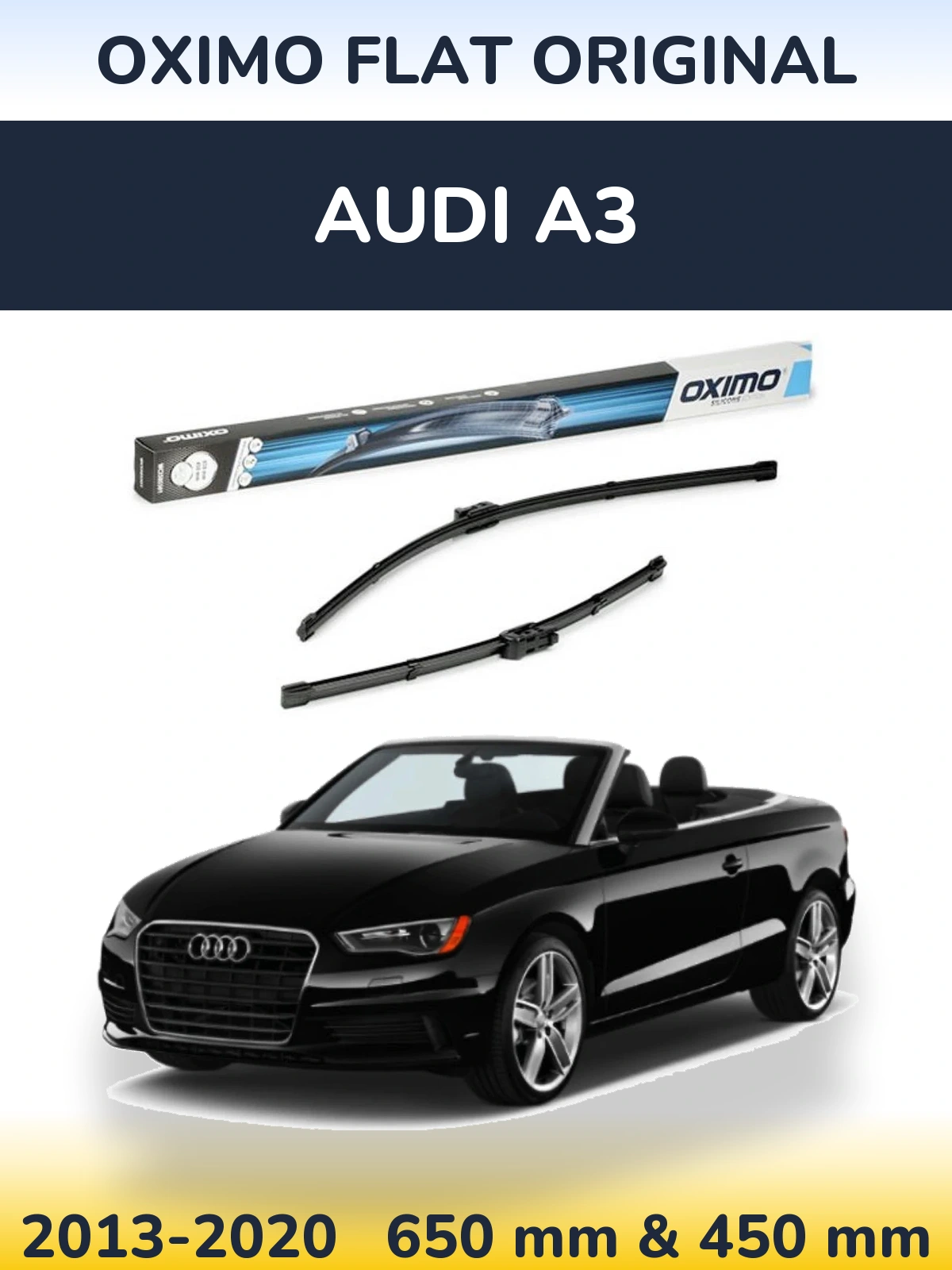 Front wiper blade set Oximo Flat Original 650 & 450 mm for Audi A3 2013-2020